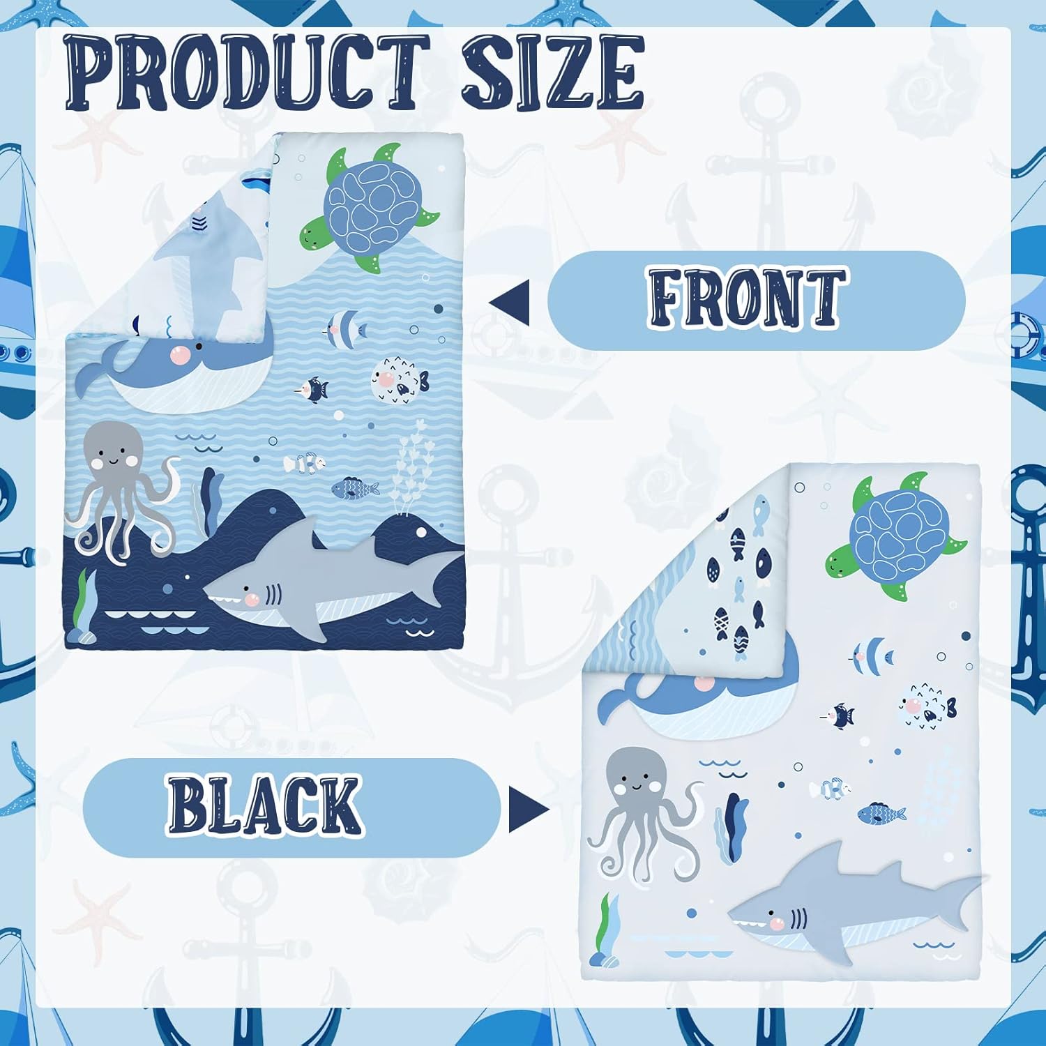 Rtteri 4-Piece Baby Crib Bedding Set with Whale Print