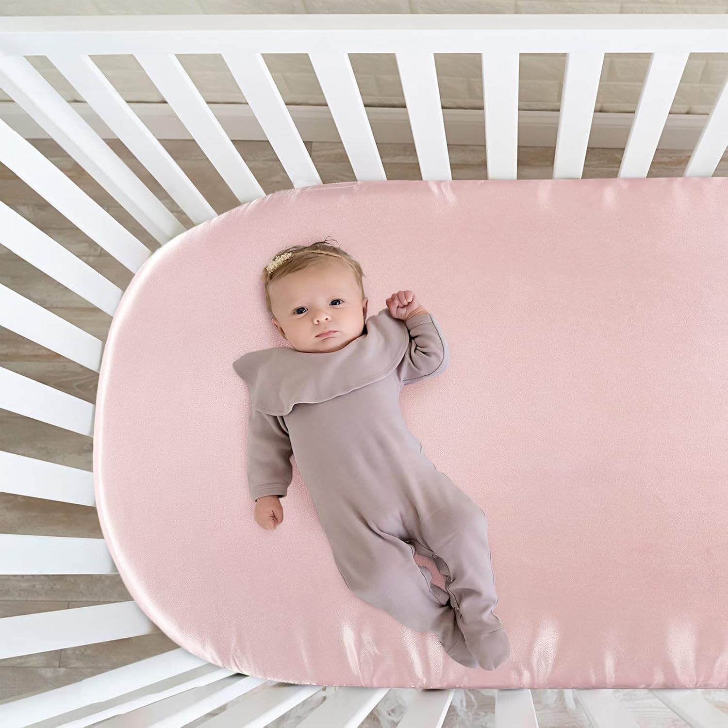 SiinvdaBZX Silky Soft Pink Bassinet Fitted Sheet