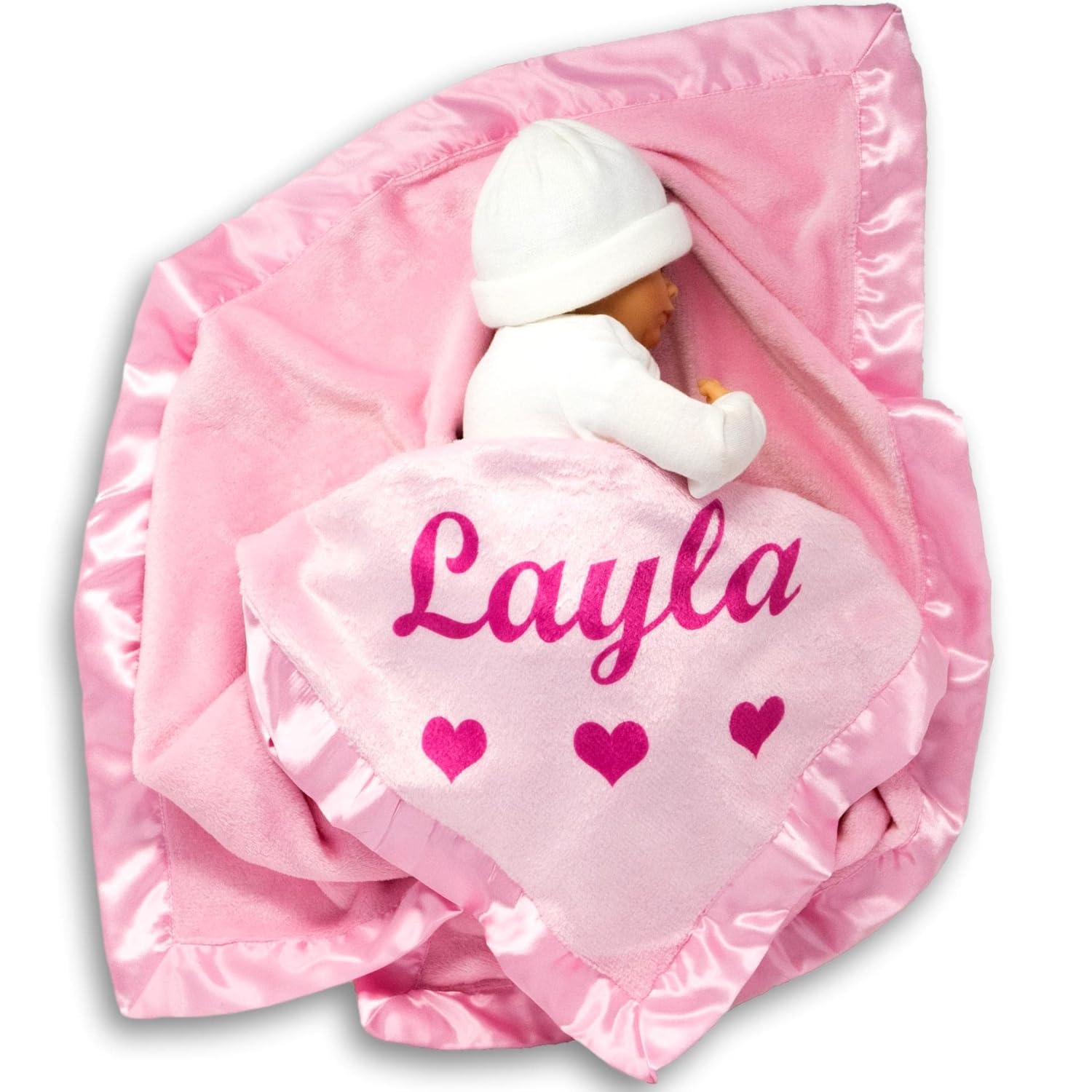Custom Catch Personalized Baby Blanket - Pink Name Gift