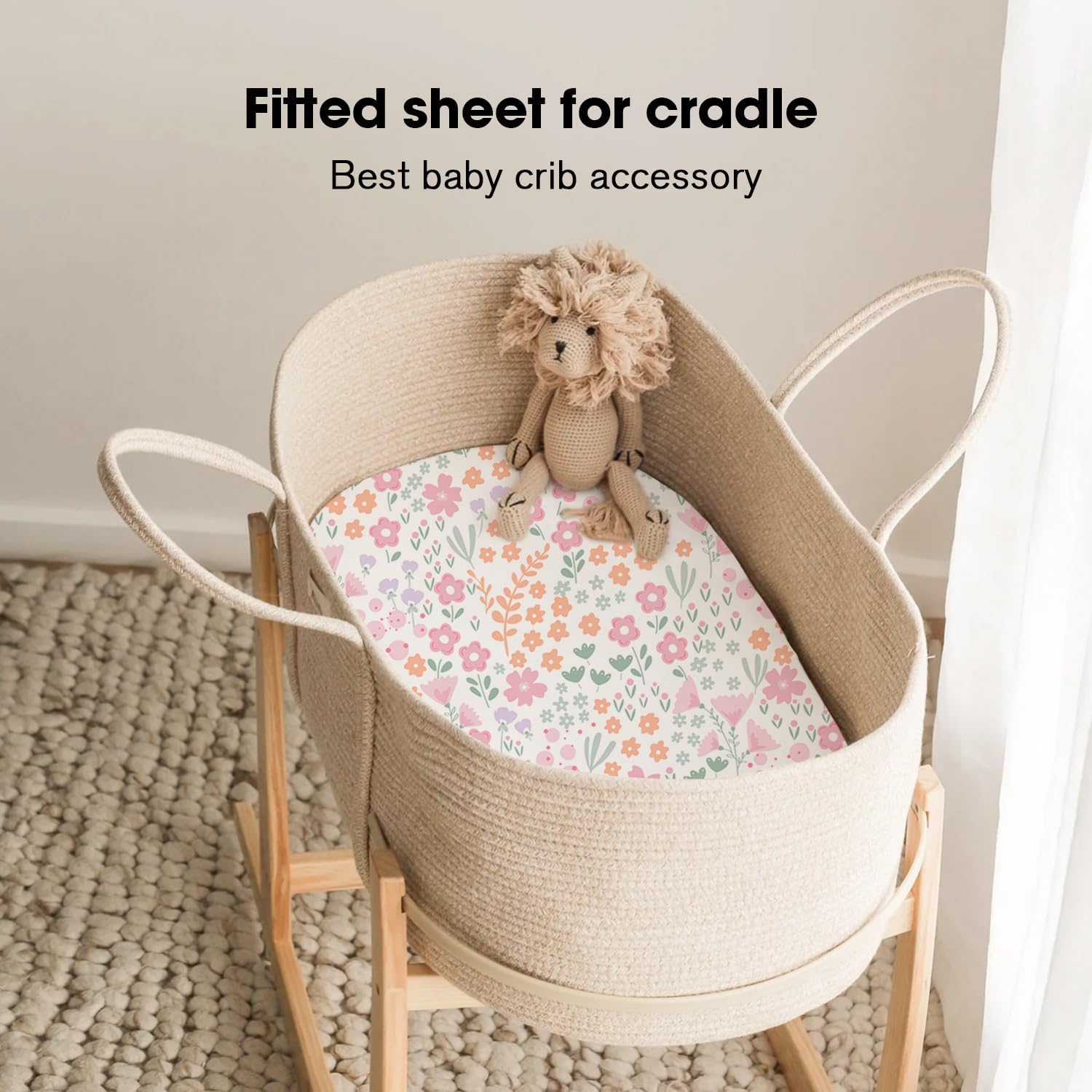 Little Grape Land Bassinet Sheets 4 Pack - Soft Microfiber Girl Themed 38x26x4