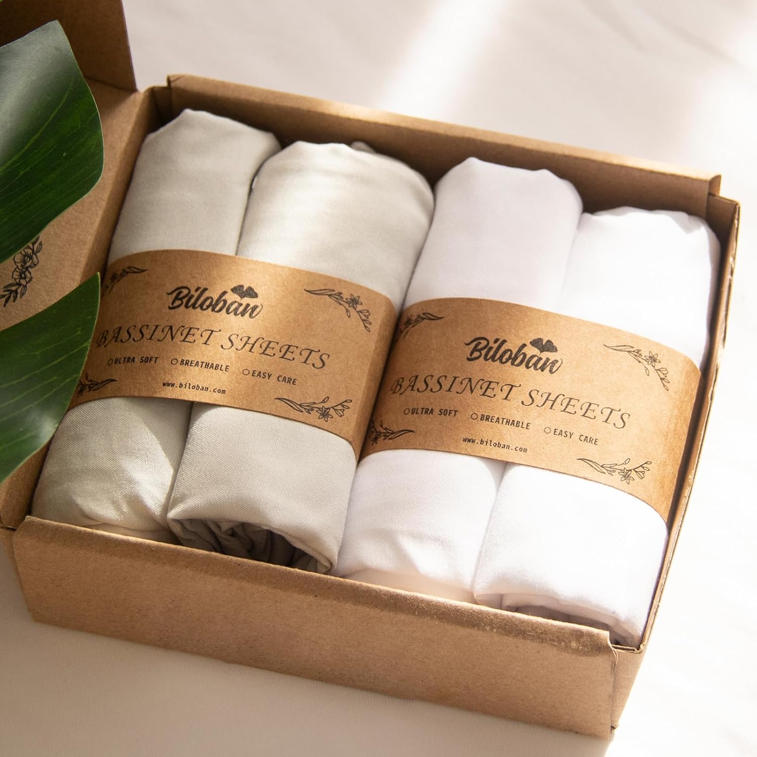 Biloban Bassinet Sheets 4 Pack - Soft Safe for Baby