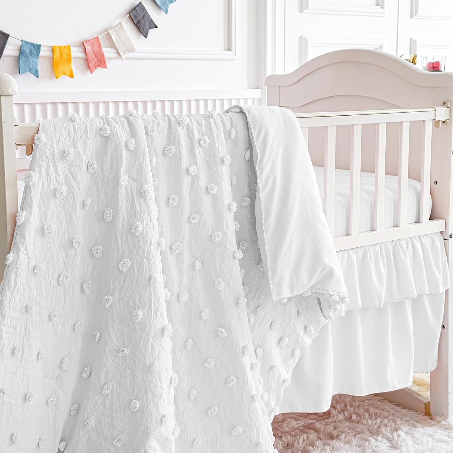 UOZZI BEDDING Tufted Dots Baby Comforter Set 3PC