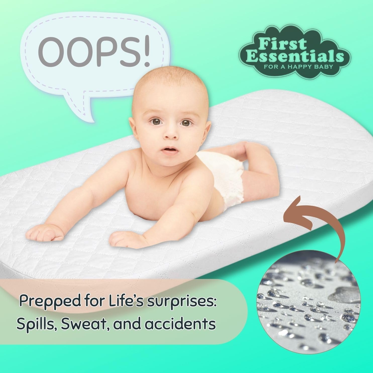 First Essentials Baby Bassinet Mattress Pad Oval 13X29