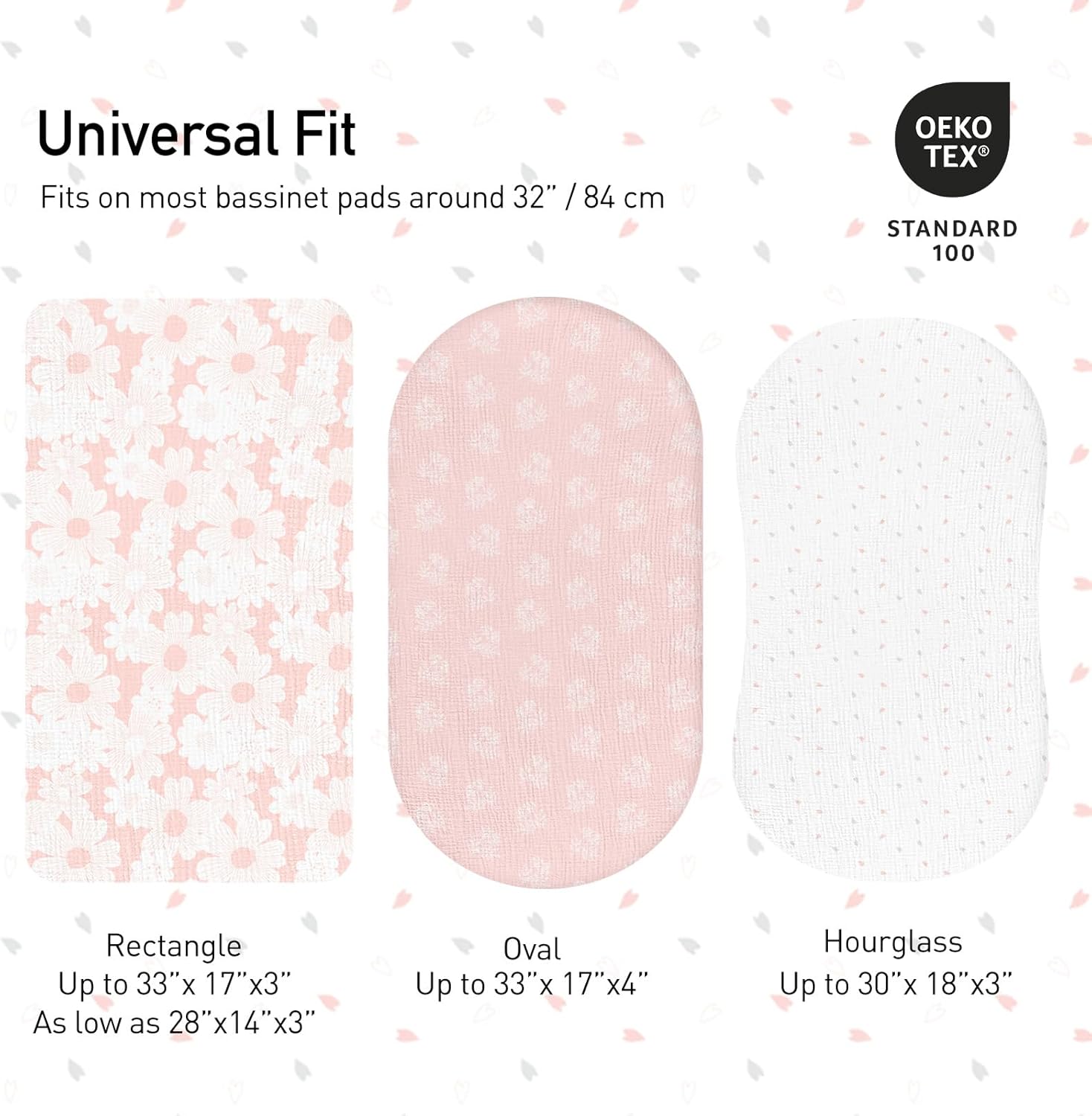 GLLQUEN Baby Muslin Bassinet Sheets 3 Pack - Pink 1