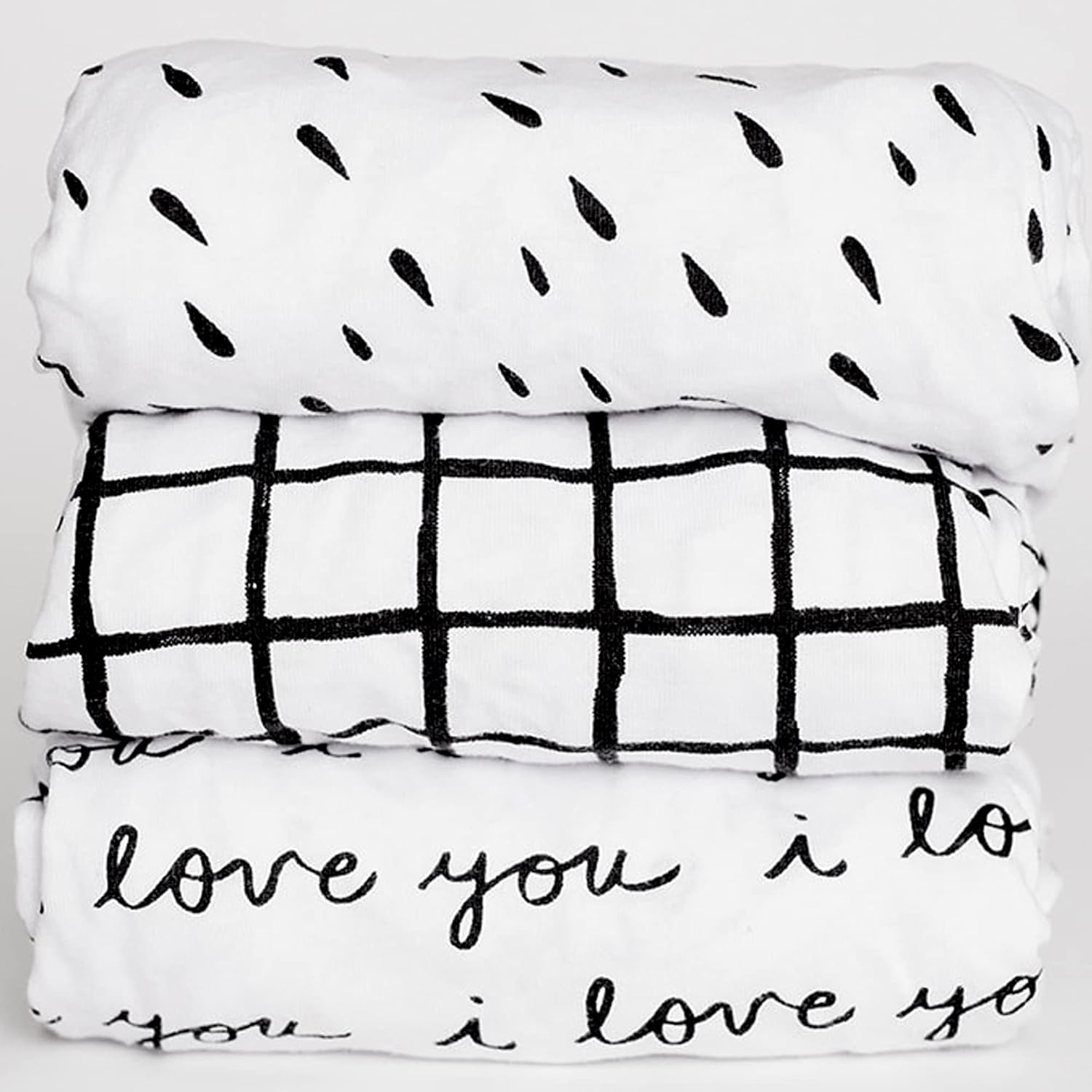 3 Fitted Bassinet Sheets Black White Set - OEKO-TEX Cotton 1