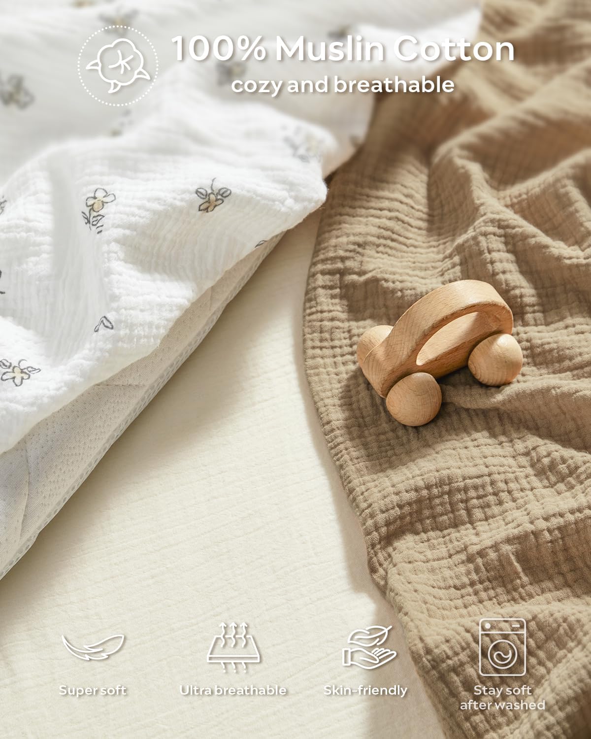 JELLYMONI 2-Pack Muslin Bassinet Sheets for Baby Comfort