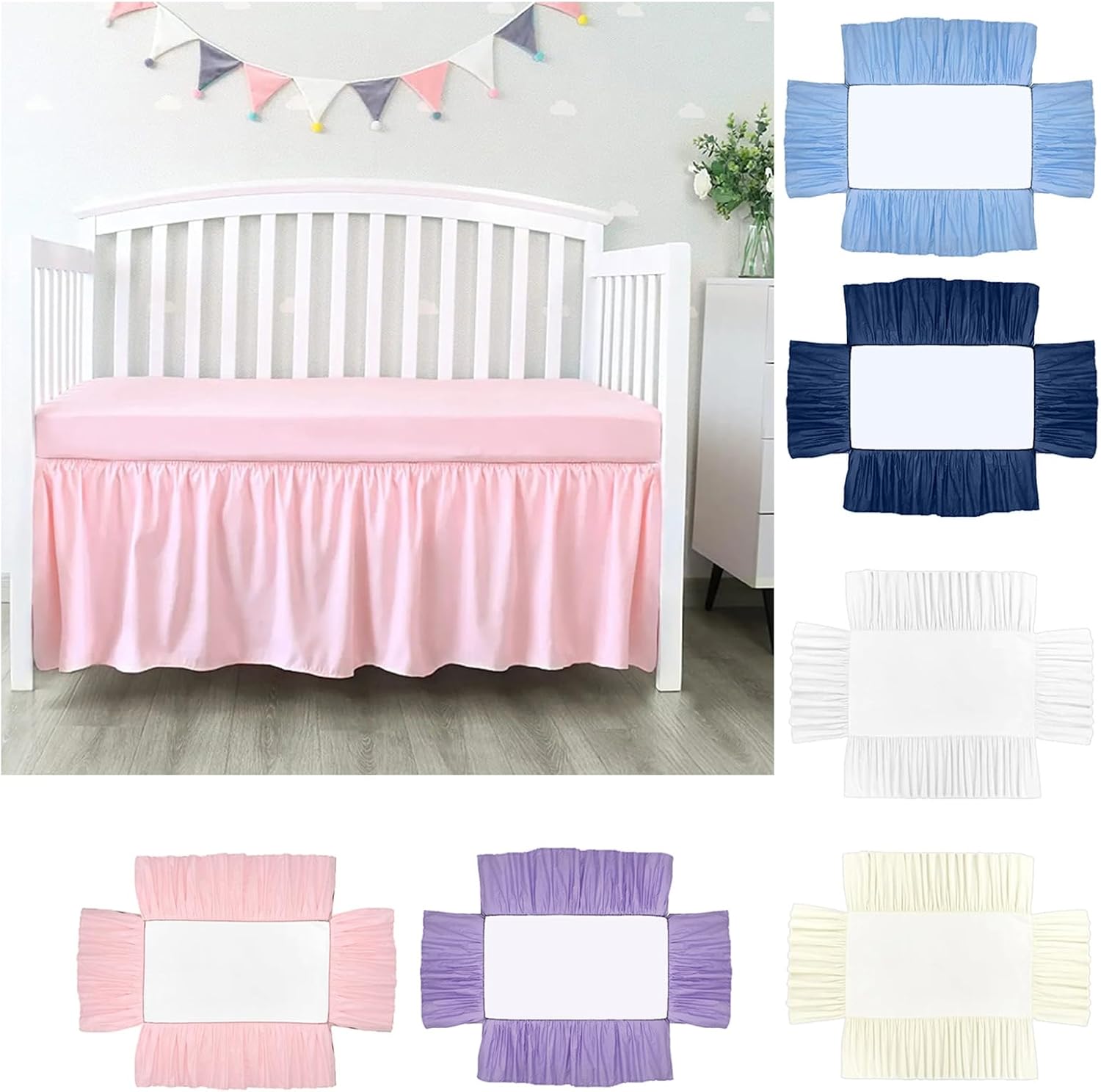 Altsuceser Crib Bed Skirt Purple