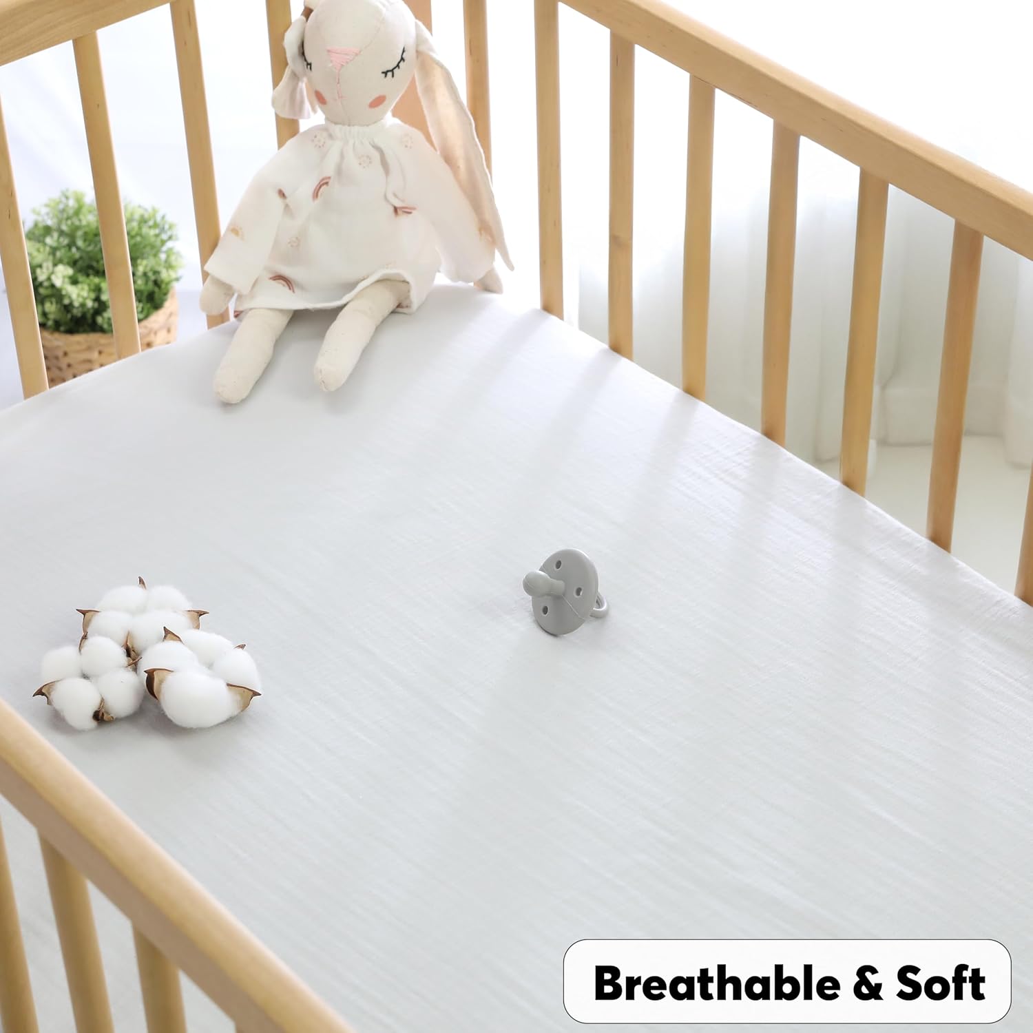 Cottonsis Muslin Crib Sheet - Cloudy Gray 52x28 1