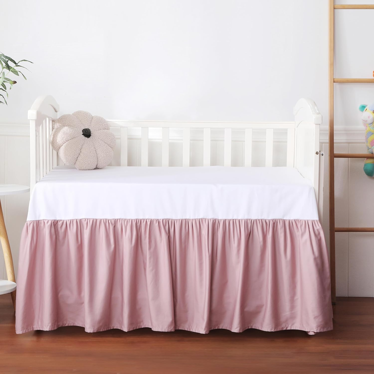 ShunjieHome Crib Skirt Dust Ruffle 100 Egyptian Cotton 400 Thread Count