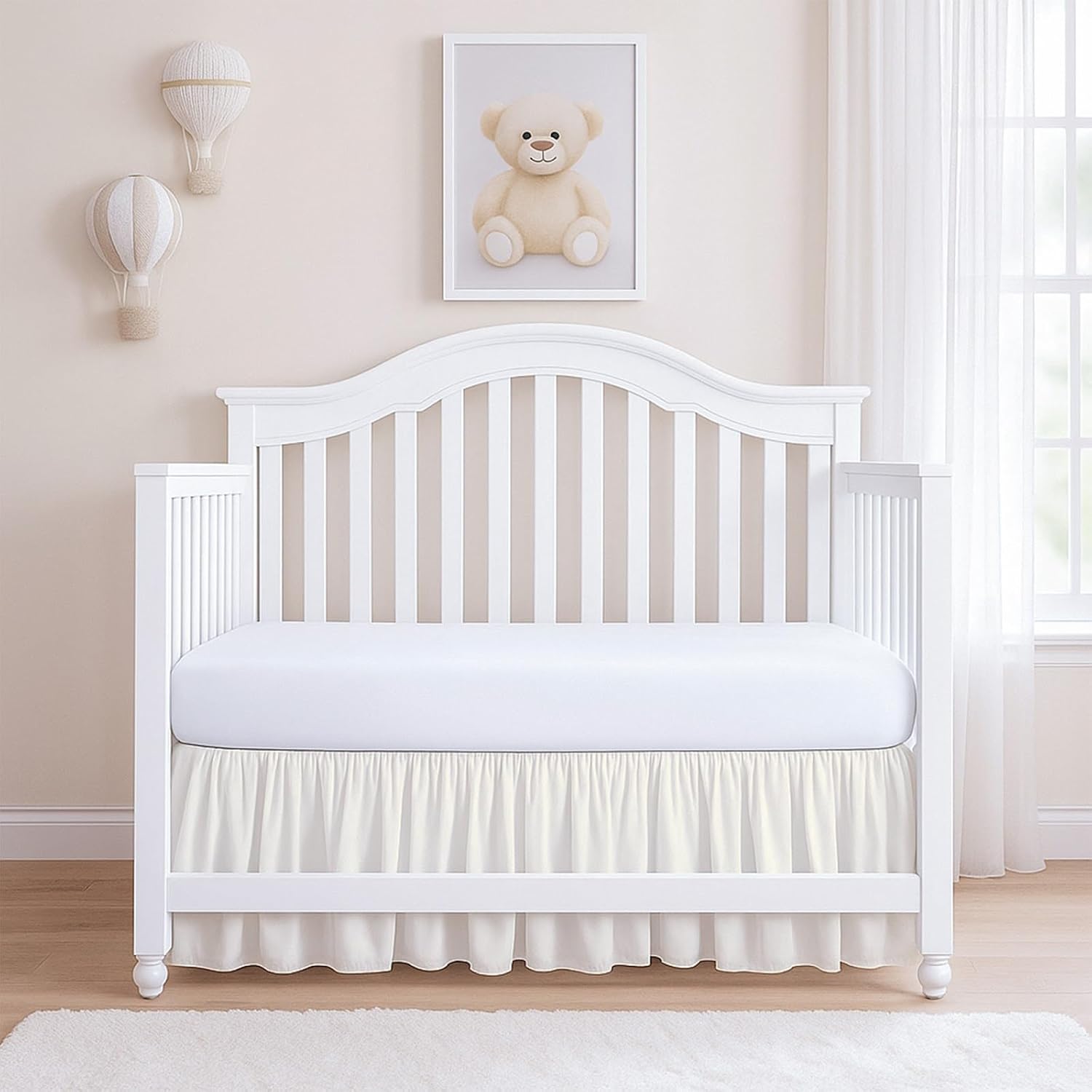 Rajlinen Ruffled Crib Bed Skirt Microfiber 14 Drop Ivory