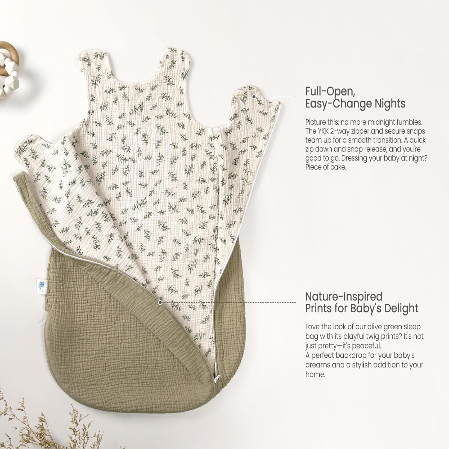 lulumoon Muslin Sleep Sack for Baby 3-9 Months 1