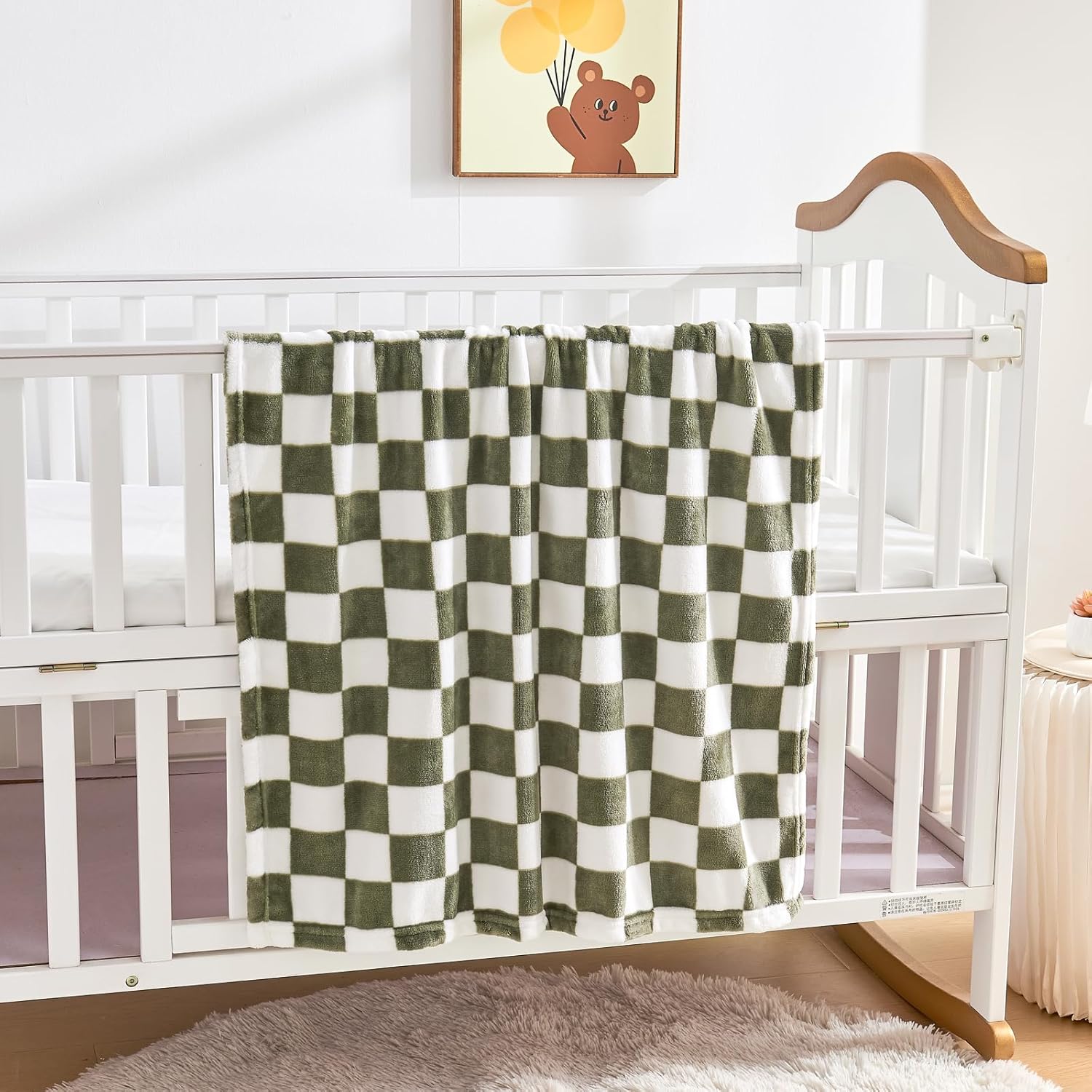 Yurhap Checkered Baby Blanket - Dark Olive 30x40