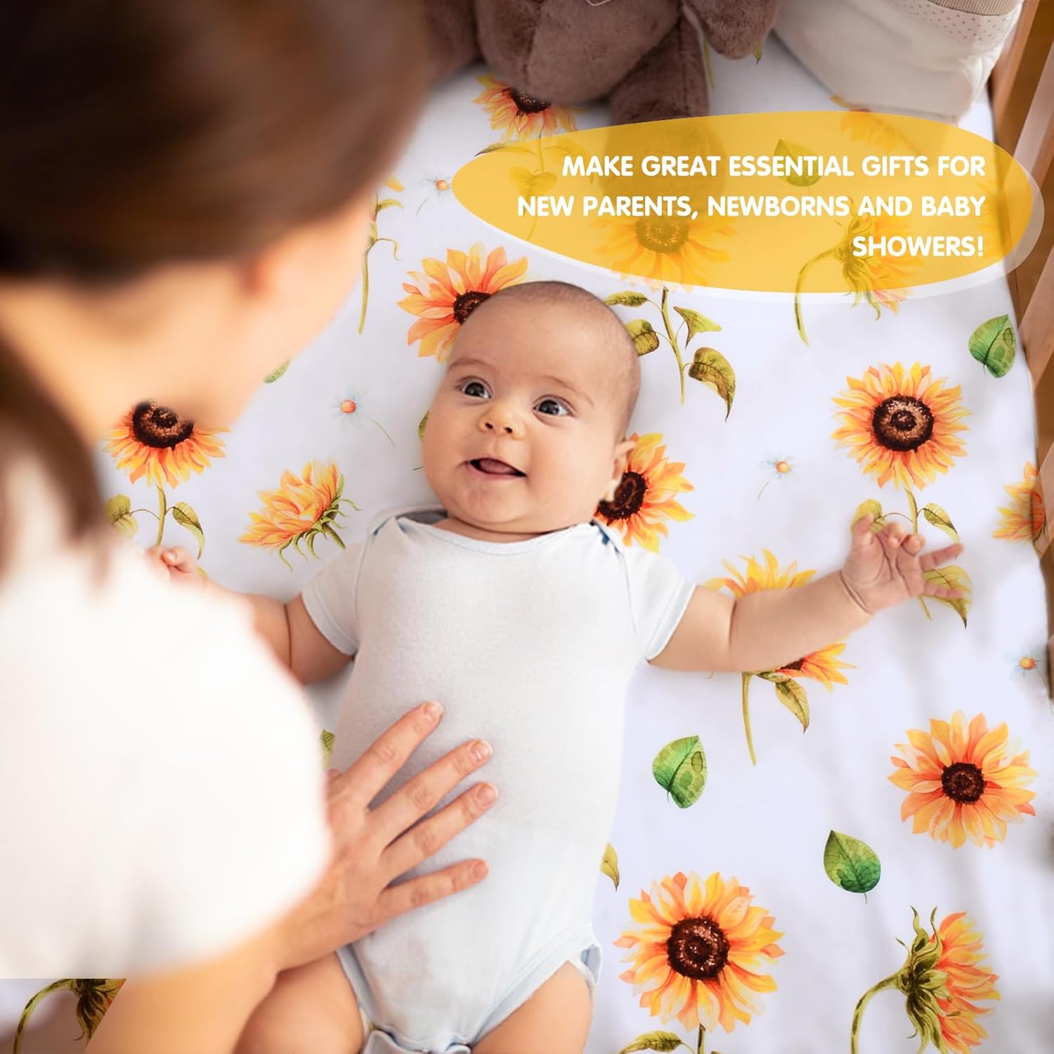 JISEN 3 Piece Baby Crib Bedding Set for Girls 1