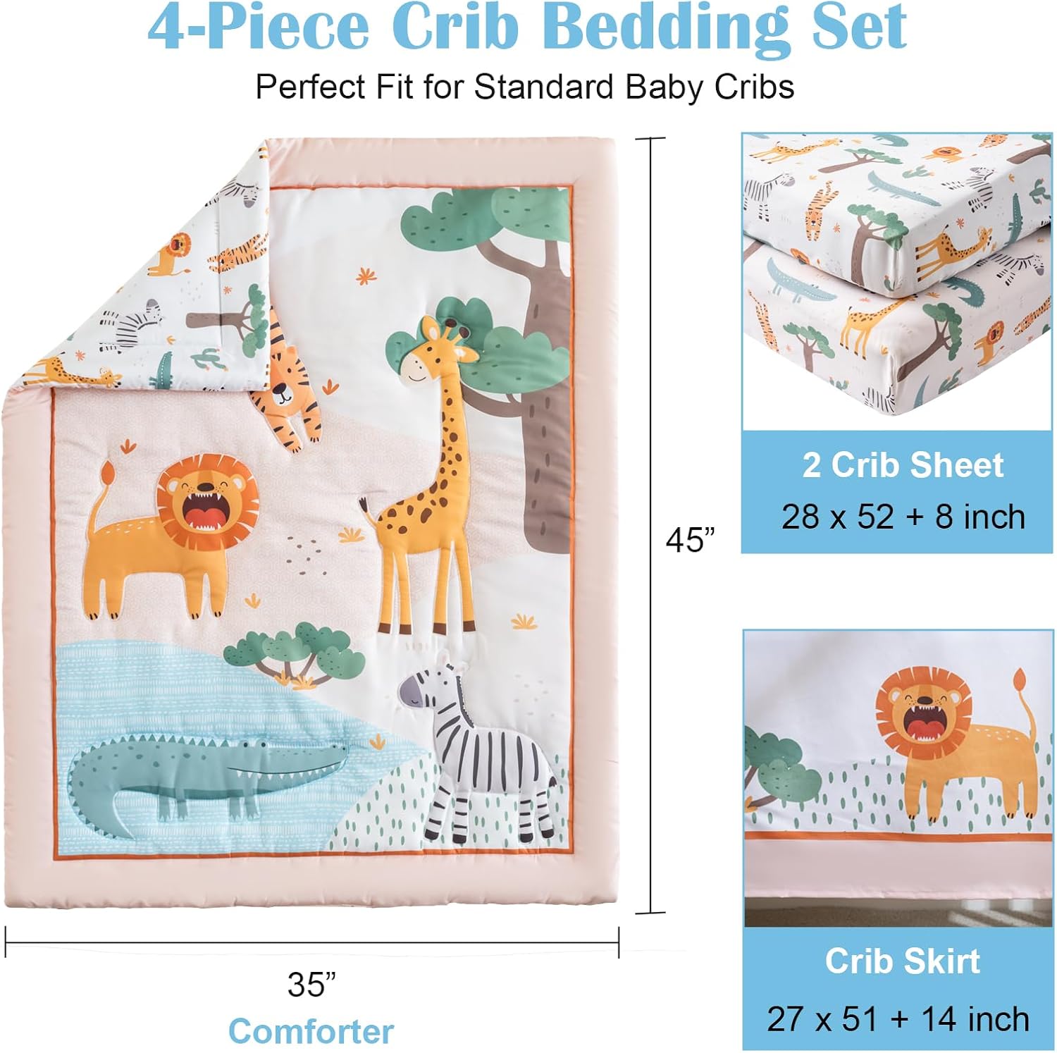 TINYHARBO Crib Bedding Set 4 Pieces