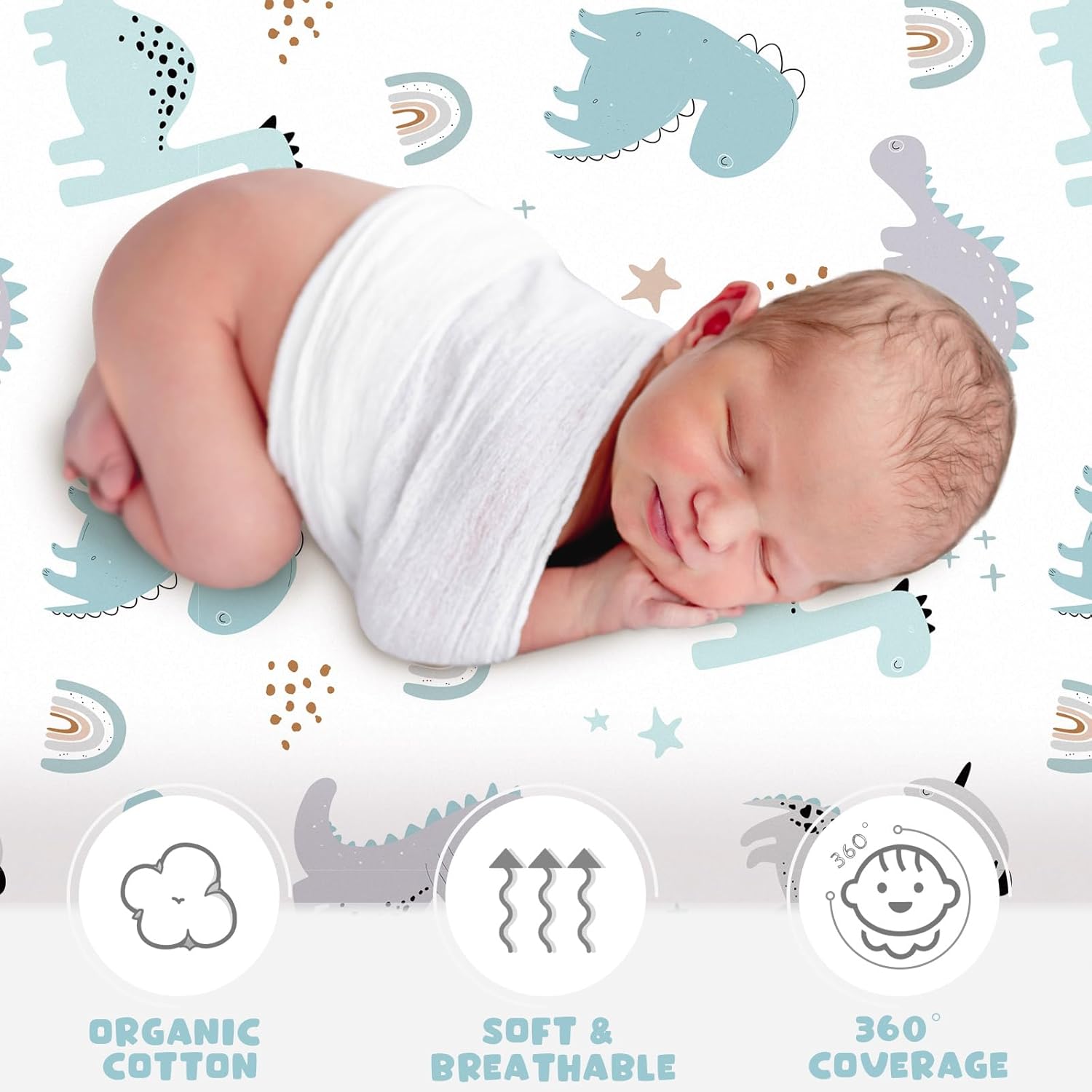 Rtteri 4 Pcs Baby Bassinet Sheets Soft Cotton Animals