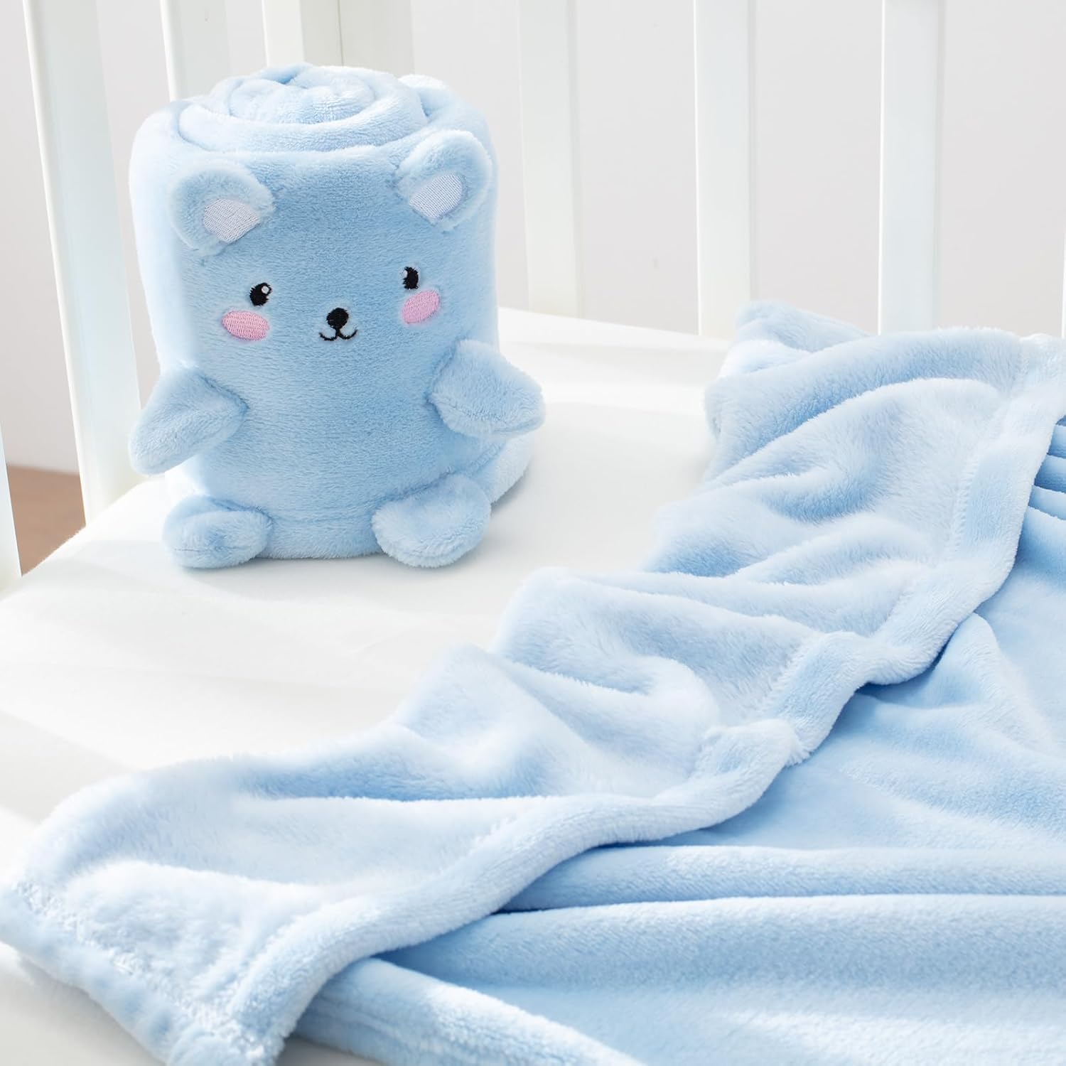 Babyhuggle Foldable Bear Plush Receiving Blanket