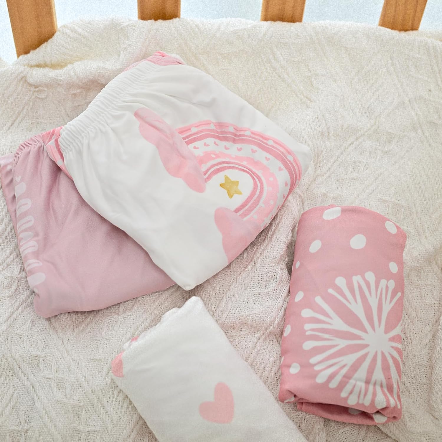 Soarwg Kids Bassinet Sheets 4Pack Neutral