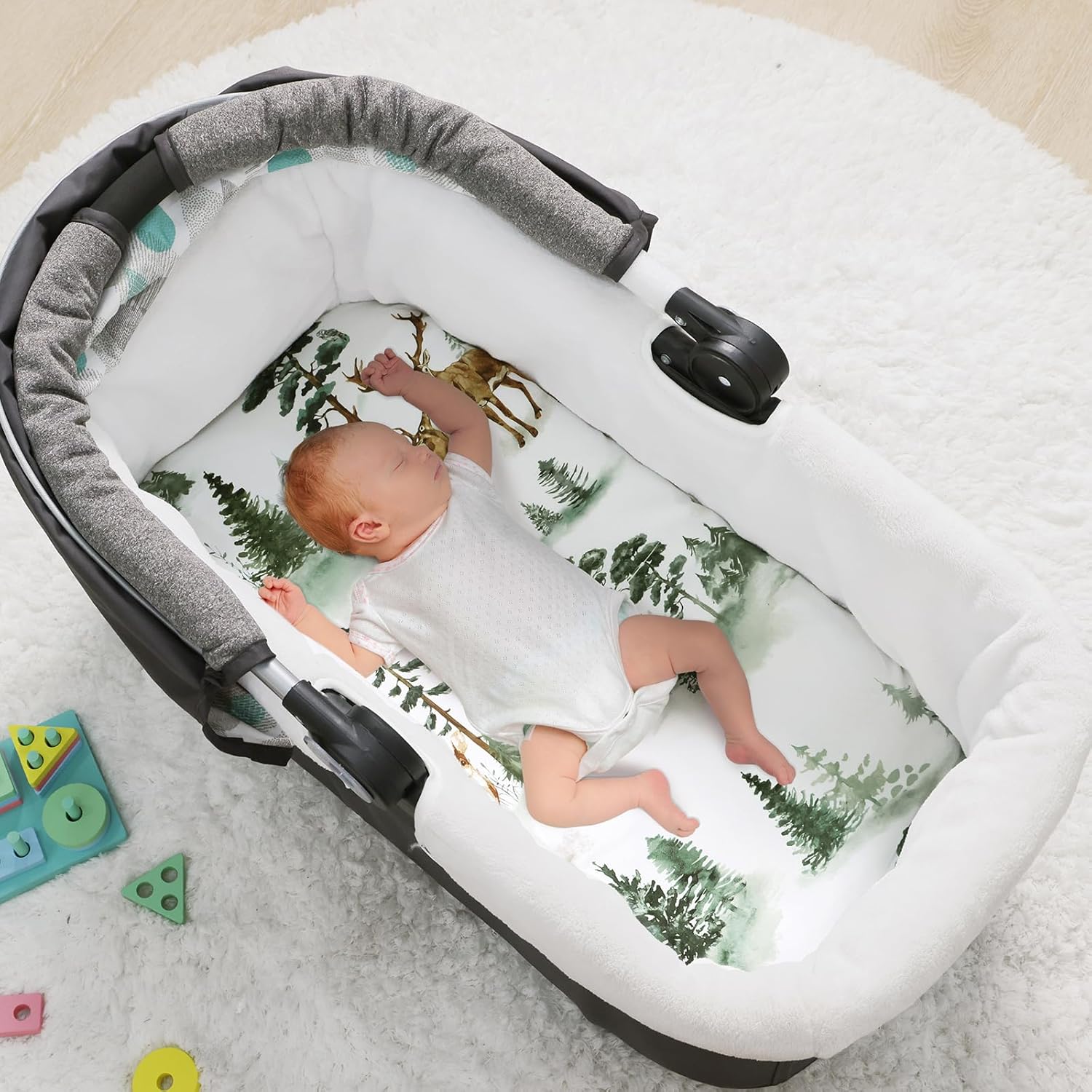 PHF 3 Pack Bassinet Sheets with Deer and Squirrels Pattern