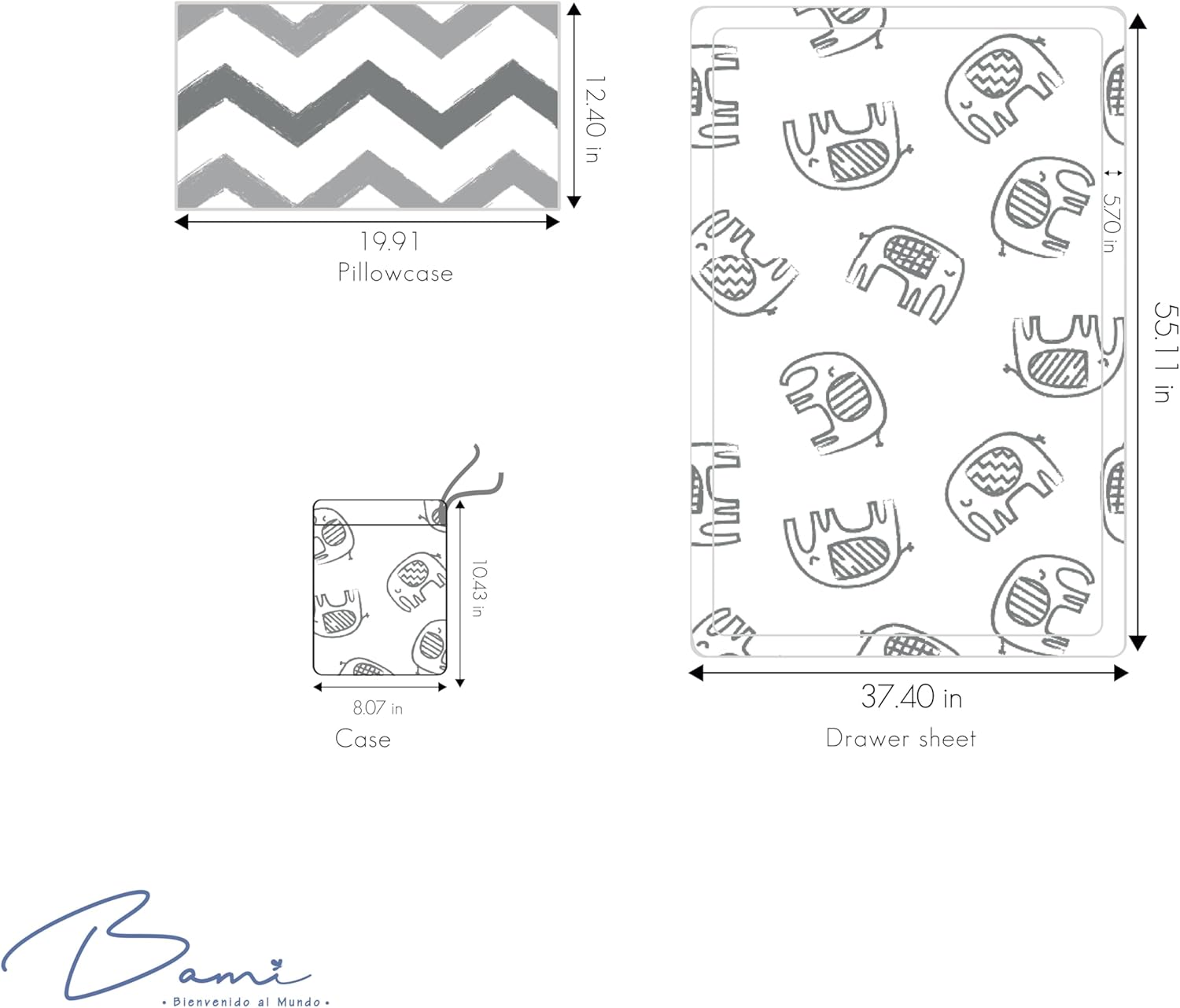 BAMI 2-Piece Cotton Crib Sheet Set Breathable Soft