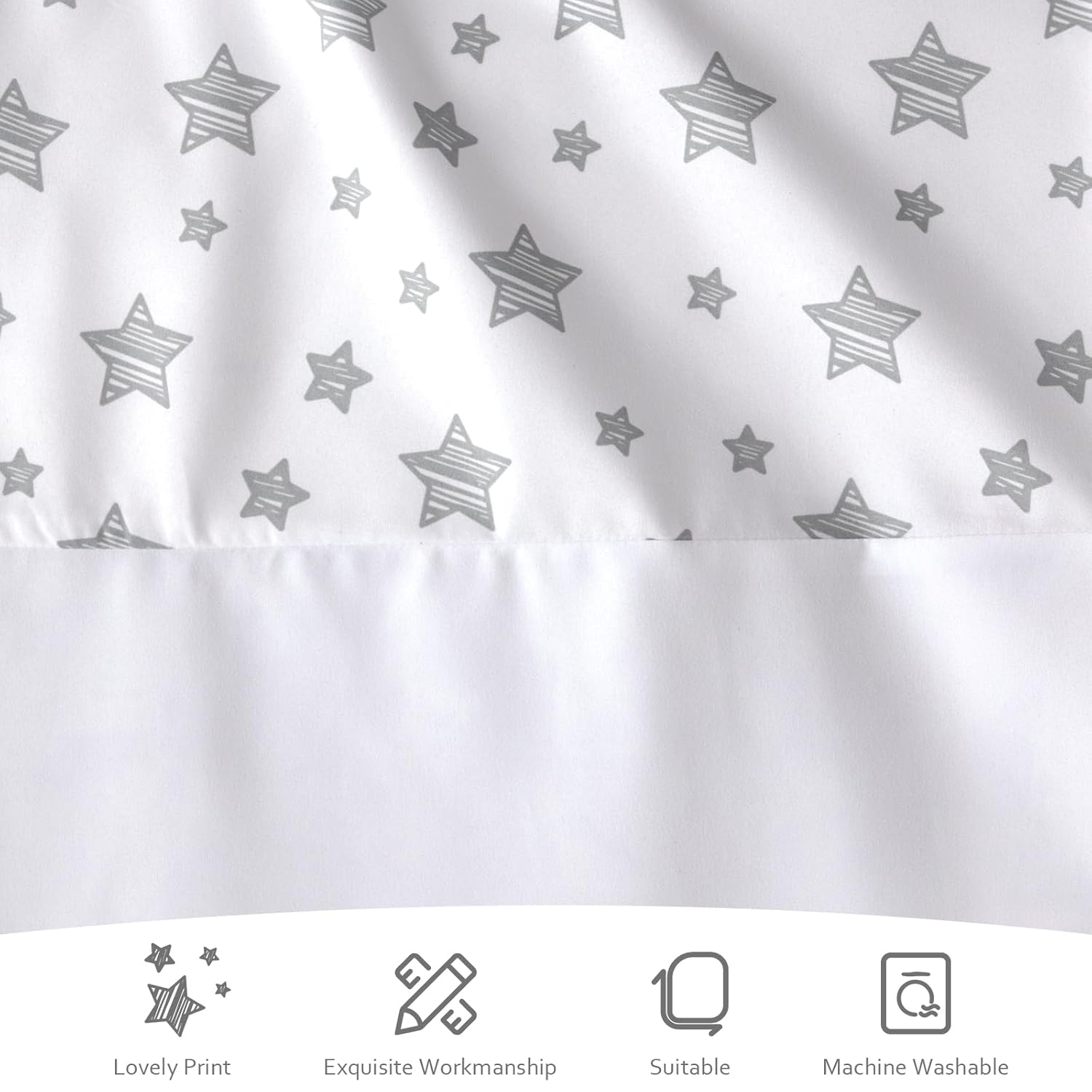 Moonsea Crib Skirt with Grey Star 14 Drop Machine Washable