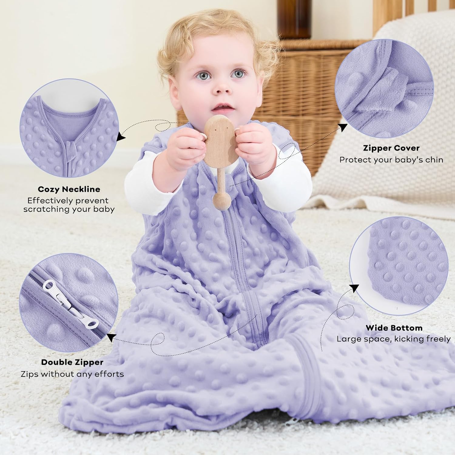 FIEMOL 2 Pack Fleece Sleep Sack 6-12 Months