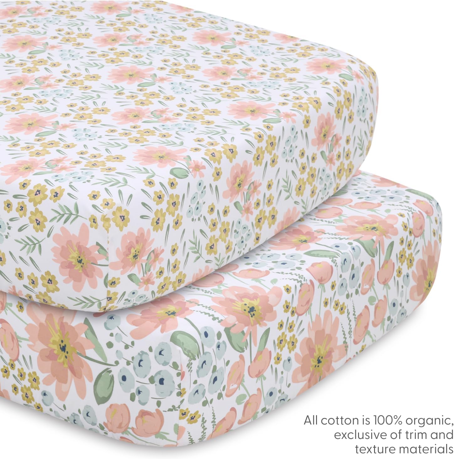 The Peanutshell 4-Piece Organic Cotton Baby Bedding Set for Girls - Wildflower