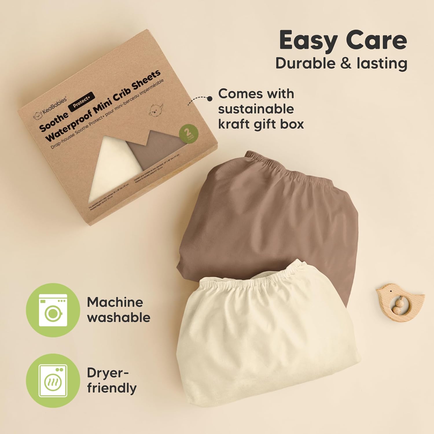 KeaBabies 2-Pack Pack and Play Sheets - Latte