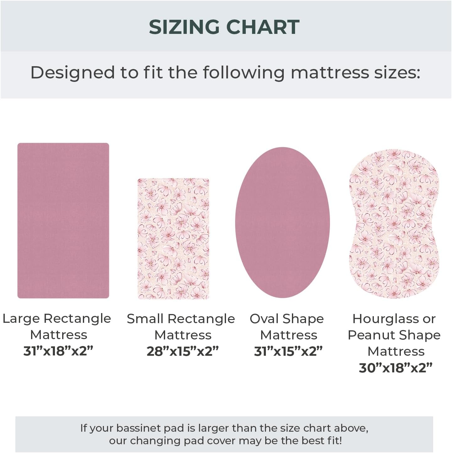 Pobibaby 2 Pack Bassinet Sheets - Ultra-Soft Cotton 33x20 for Girls