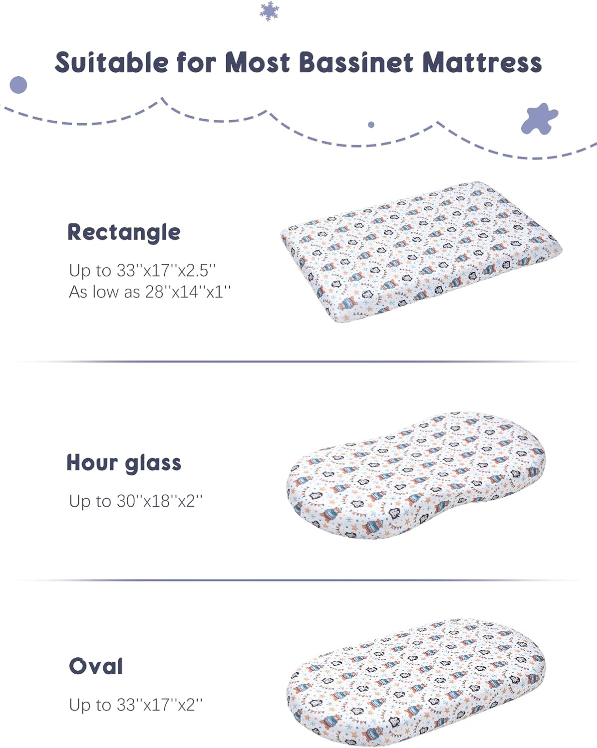 Cozary Baby Bassinet Fitted Sheets Waterproof Breathable Animal Cartoon 1PC