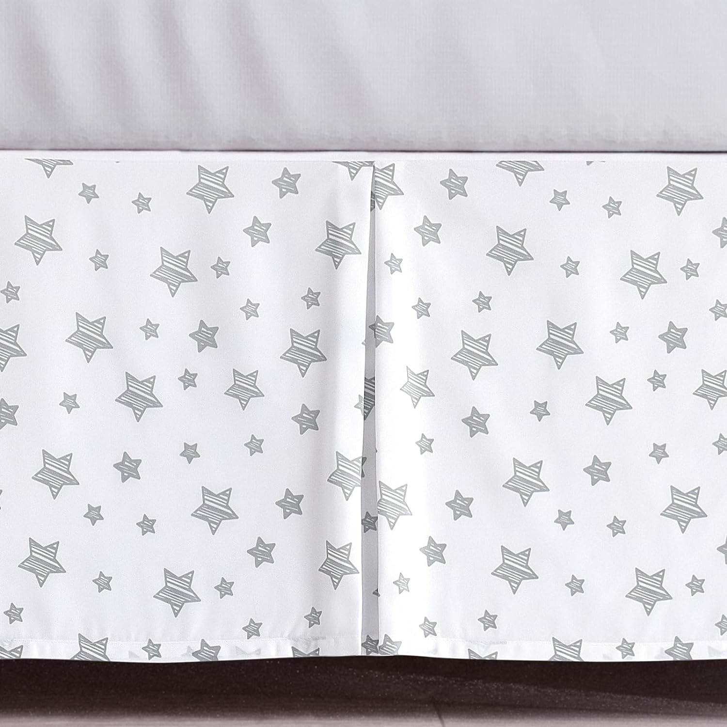 Moonsea Crib Skirt with Grey Star 14 Drop Machine Washable