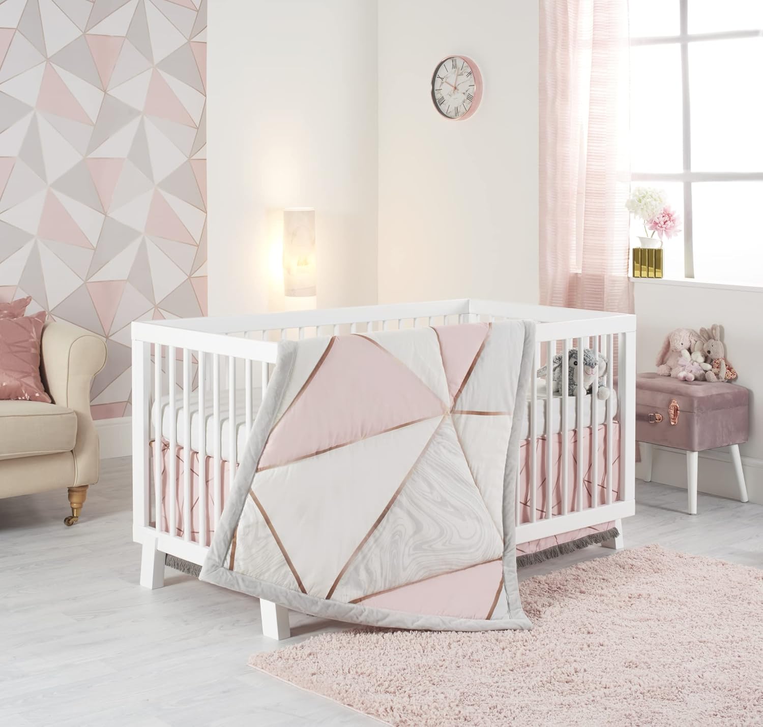 OBERLUX Crib Bedding Set for Girls - 4 Piece