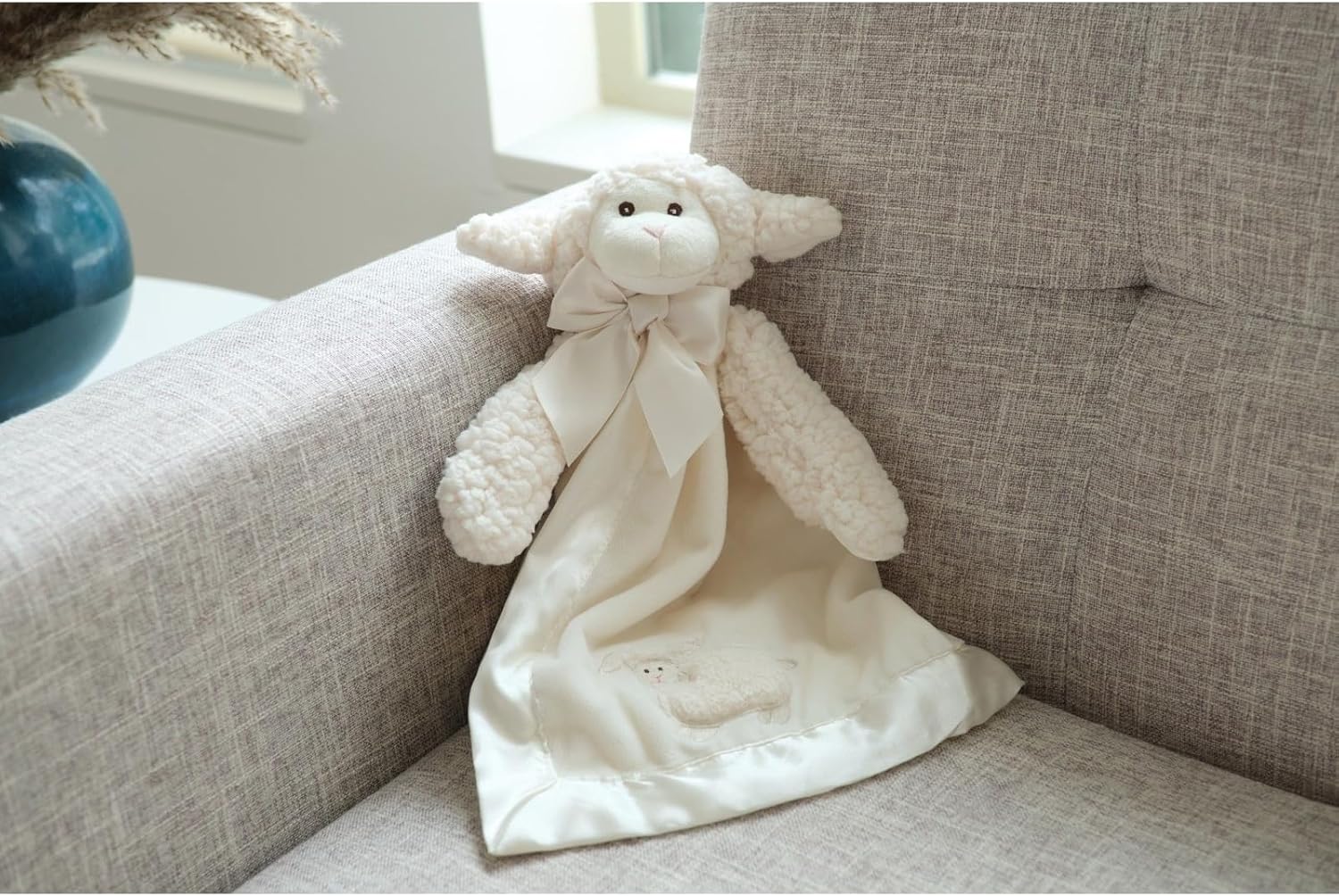 Bearington Baby Lamby Snuggler - 15 Inch White Plush Security Blanket