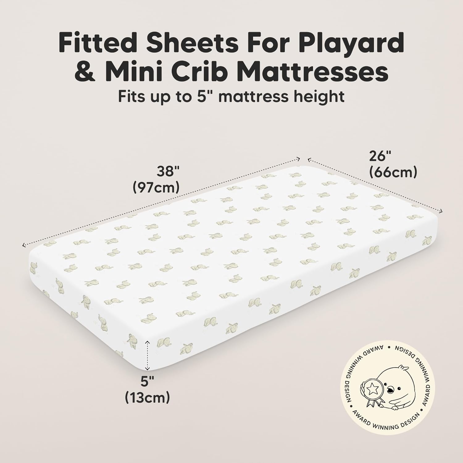 KeaBabies 2-Pack Mini Crib Sheets Fitted 38x26