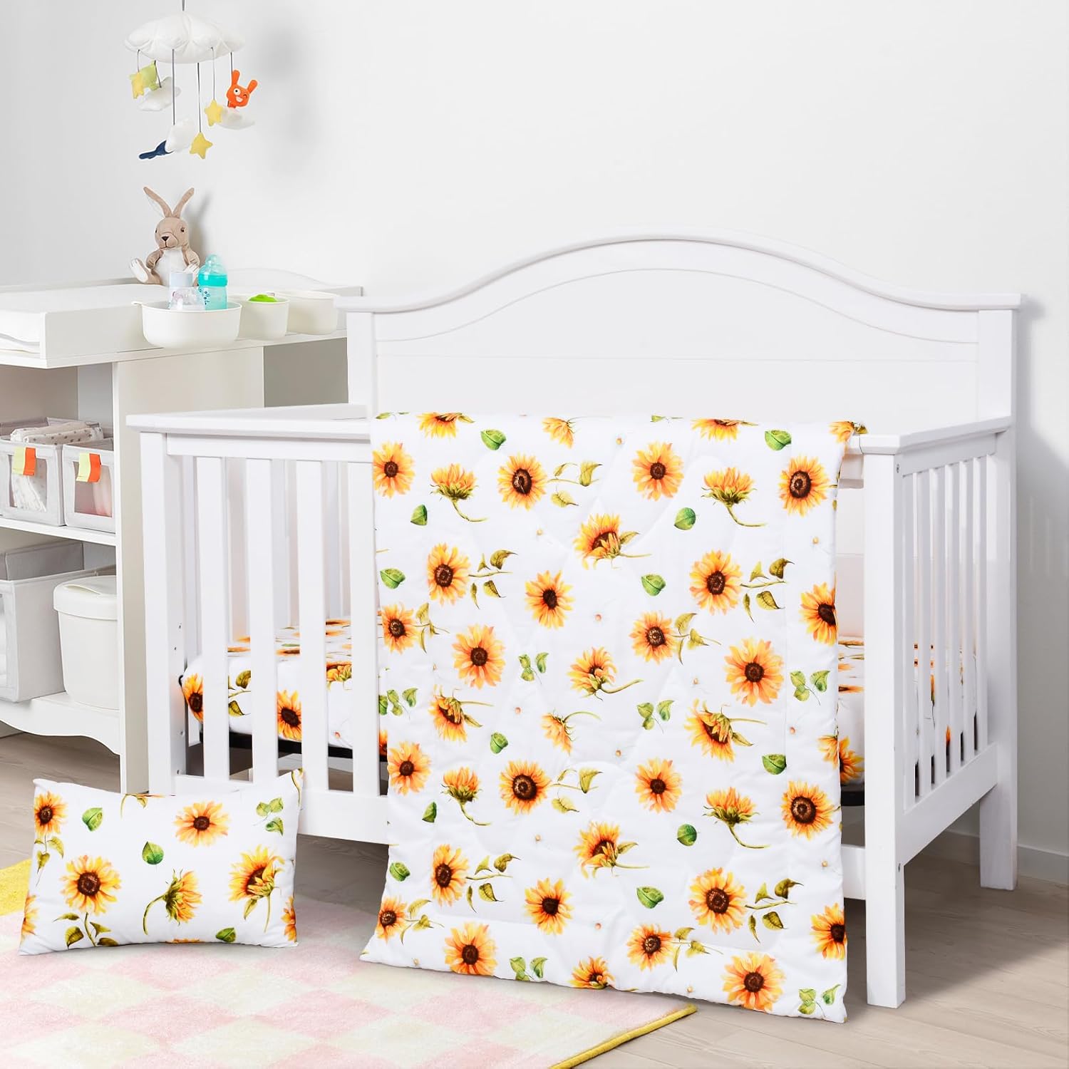 JISEN 3 Piece Baby Crib Bedding Set for Girls 1