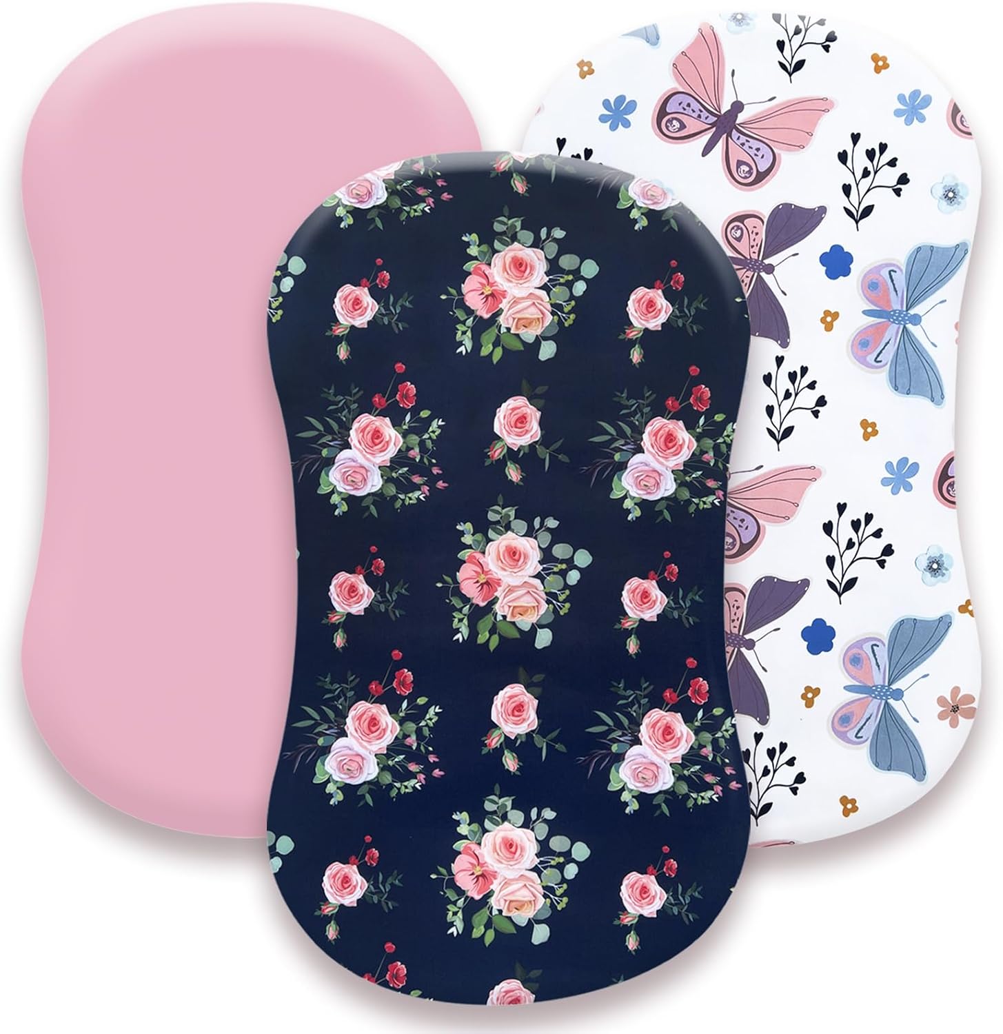 AMROSE 3 Pack Heavenly Soft Bassinet Sheets for Baby Girls 1