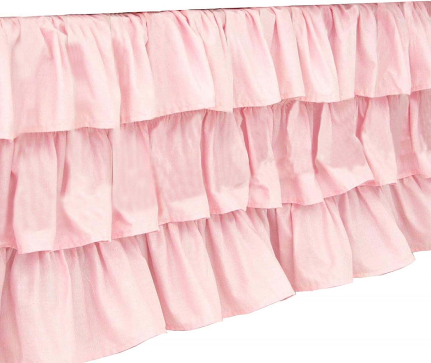 CATPAN Ruffled Crib Skirt 3 Tiered Pink Drop 177