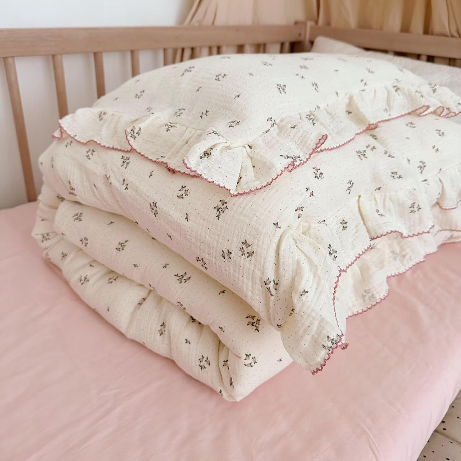 BuLuTu 100 Cotton Muslin Duvet Cover 47x59 Primrose Print No Filler