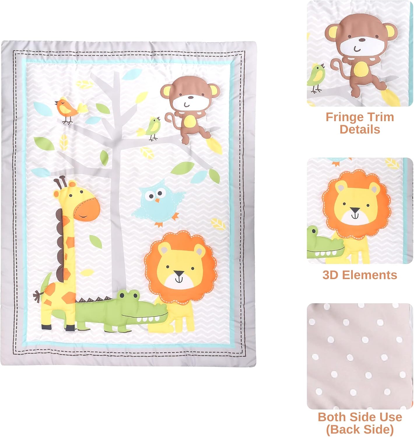 Baby Bees 3-Piece Jungle Party Crib Bedding Set