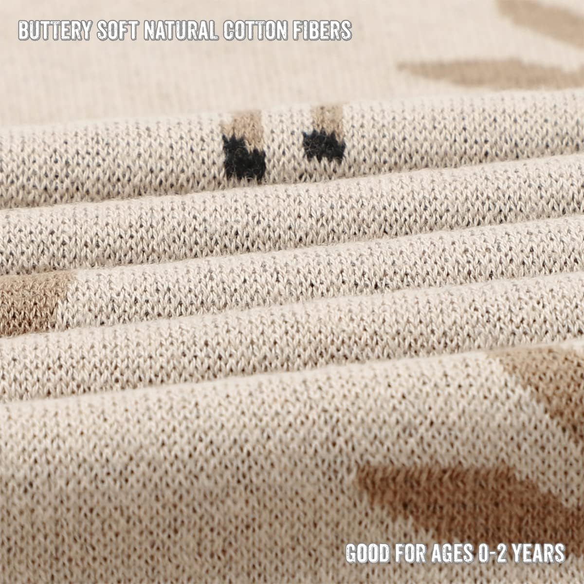 Bleu La La Knit Baby Swaddle Blanket - Deer Theme Taupe 100 Cotton
