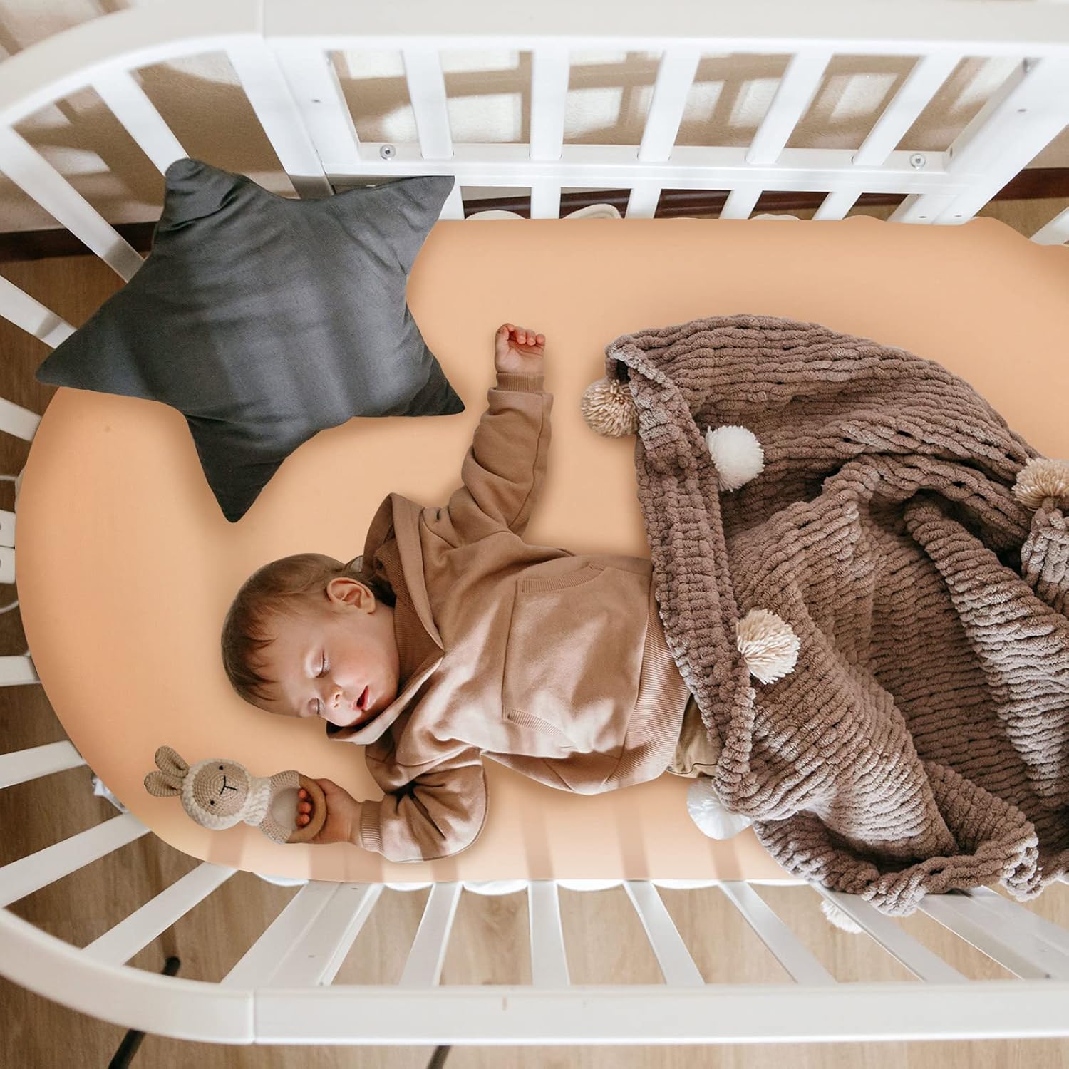Rtteri 4 Pcs Baby Bassinet Sheets Soft Cotton Boho Rainbow