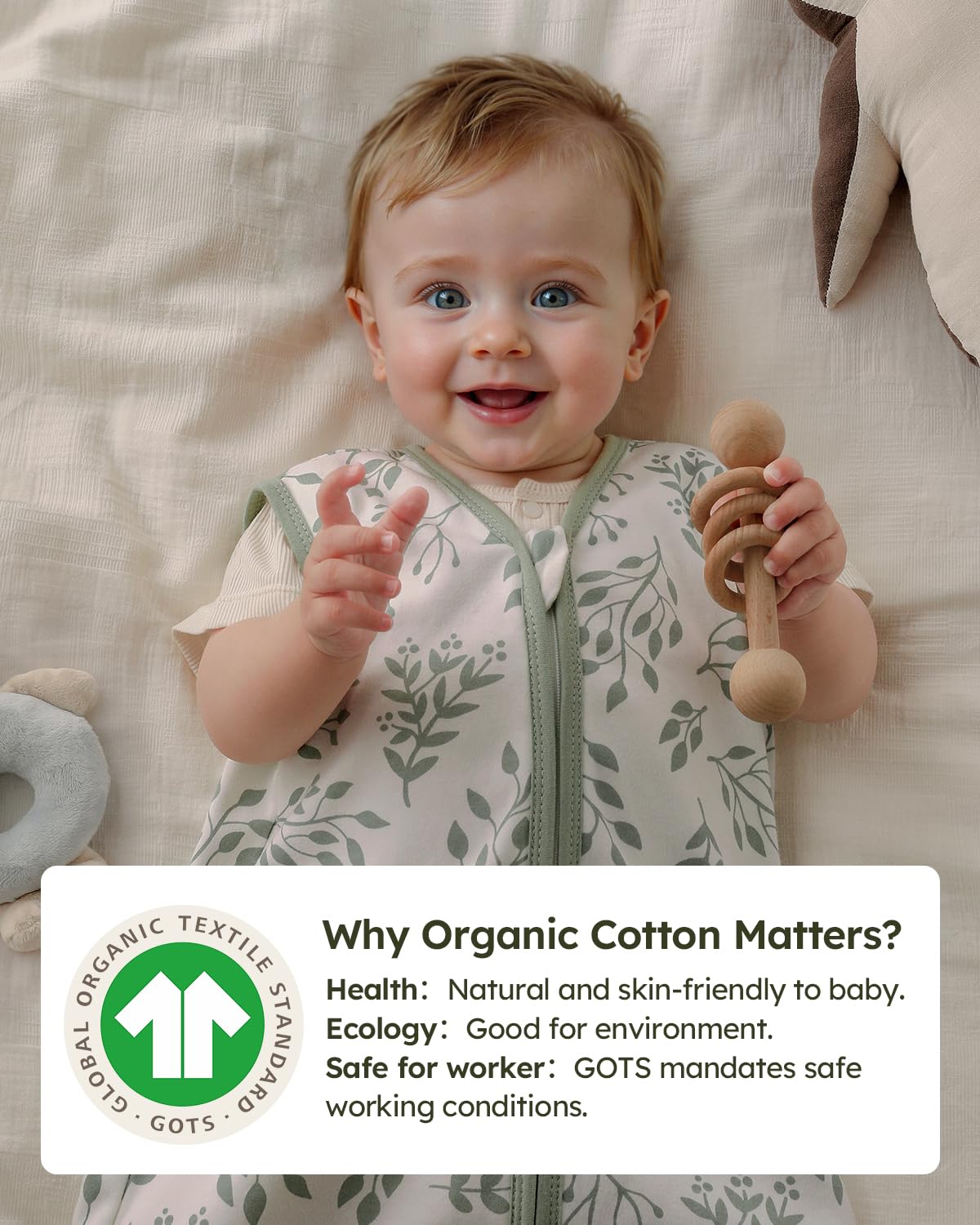 Yoofoss Organic Cotton Sleep Sack 0-6 Months 3 Pack