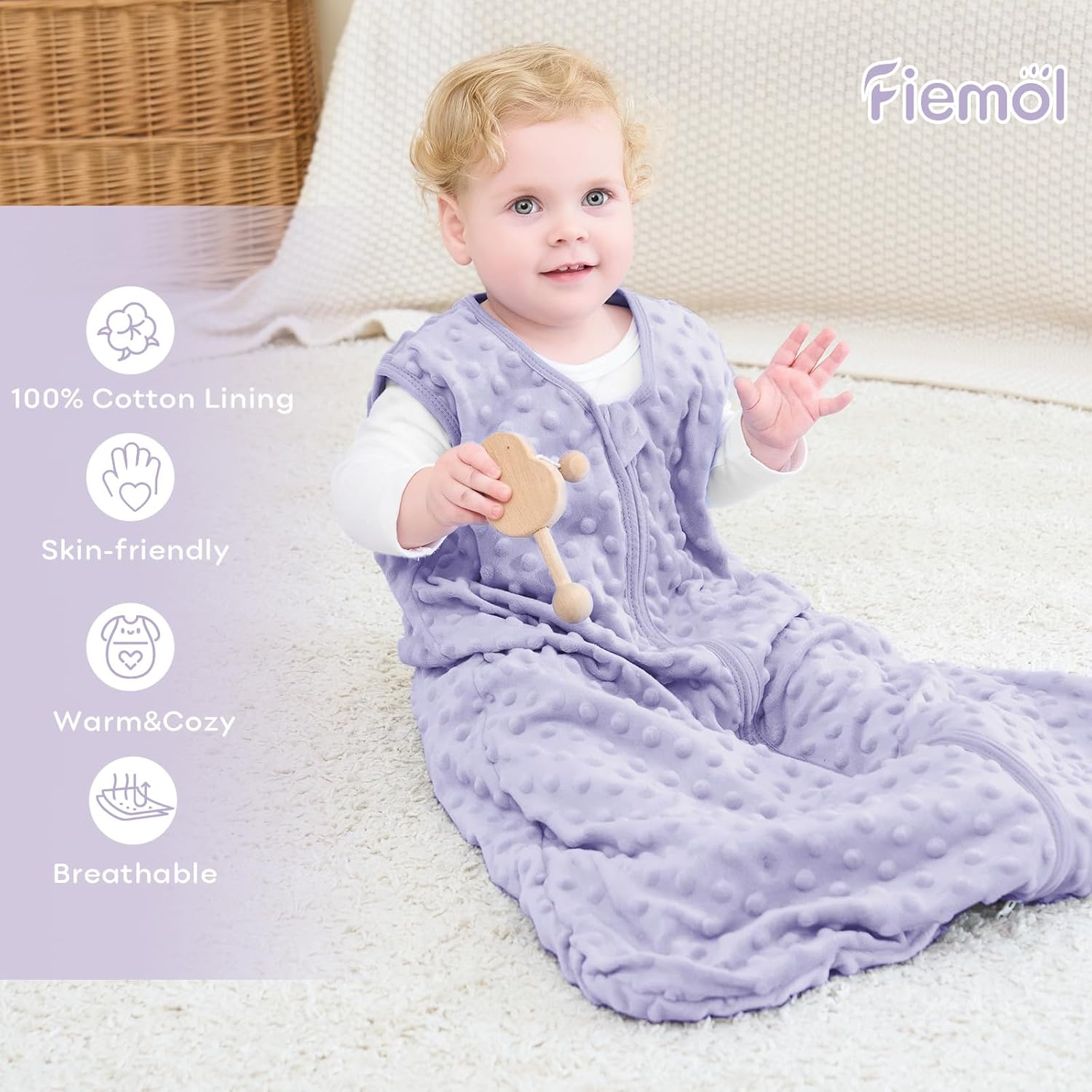 FIEMOL 2 Pack Fleece Sleep Sack 6-12 Months