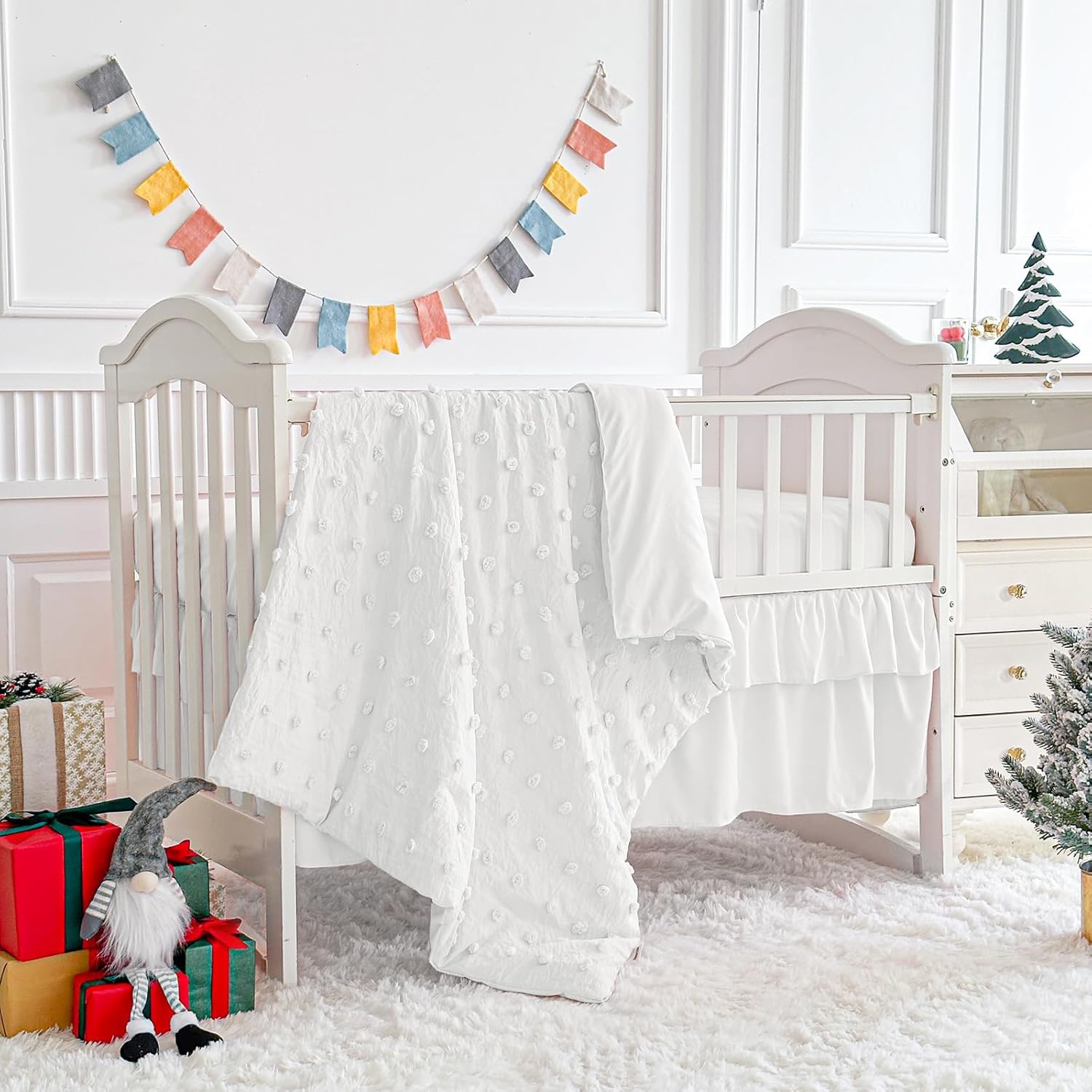 UOZZI BEDDING Tufted Dots Baby Comforter Set 3PC