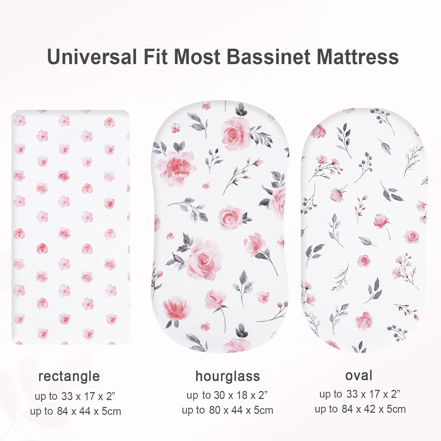 Davids Kids 3 Pack Bassinet Sheets with Floral Design