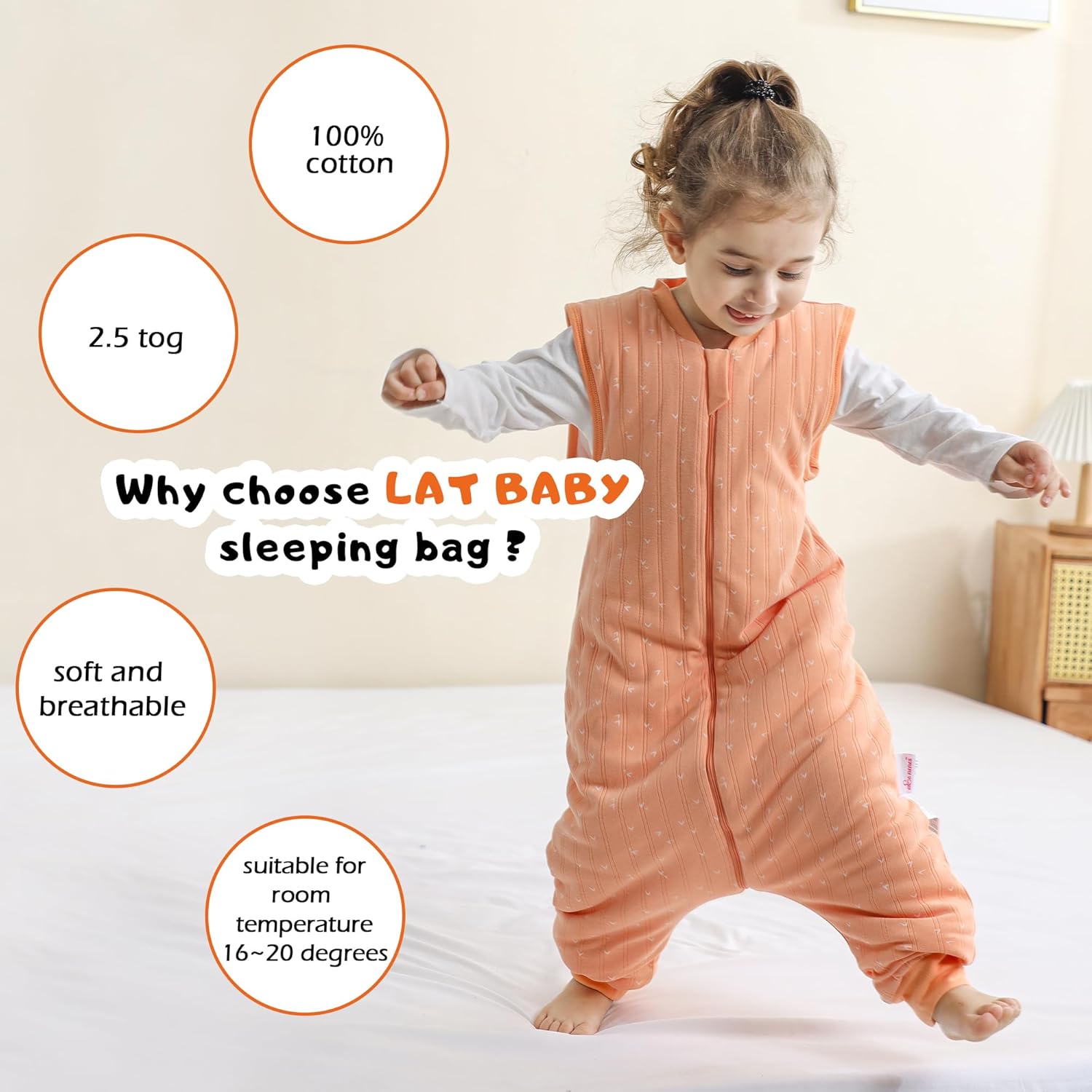 LAT Baby Sleep Bag with Feet 25 TOG