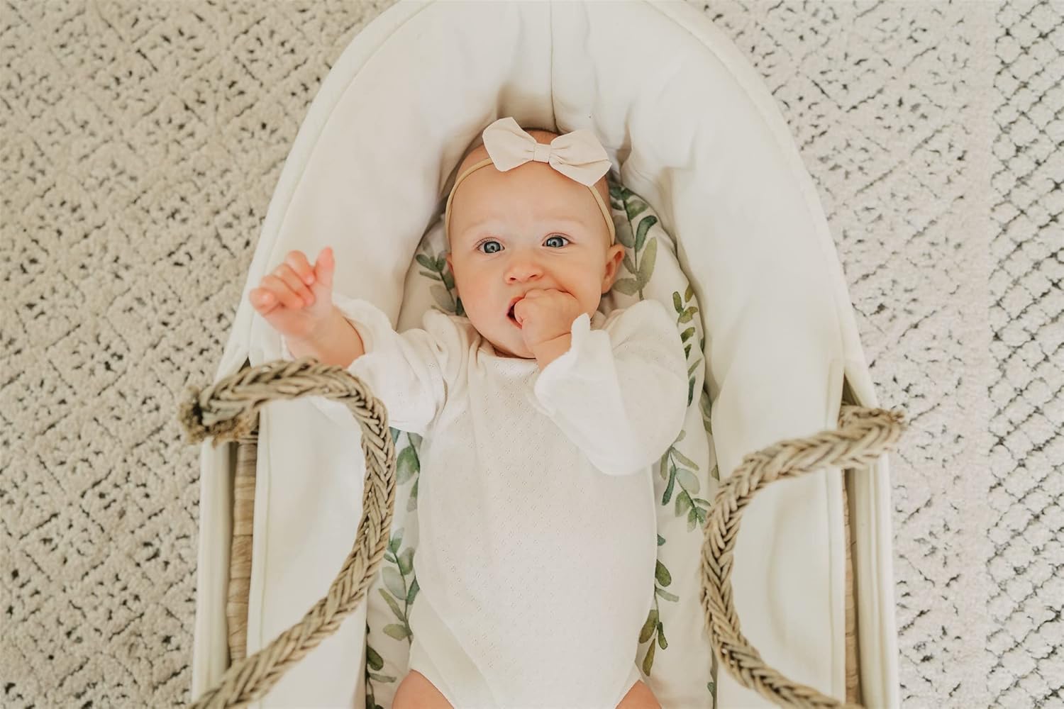 3 Fitted Bassinet Sheets Leafy Set - Oeko-Tex Cotton
