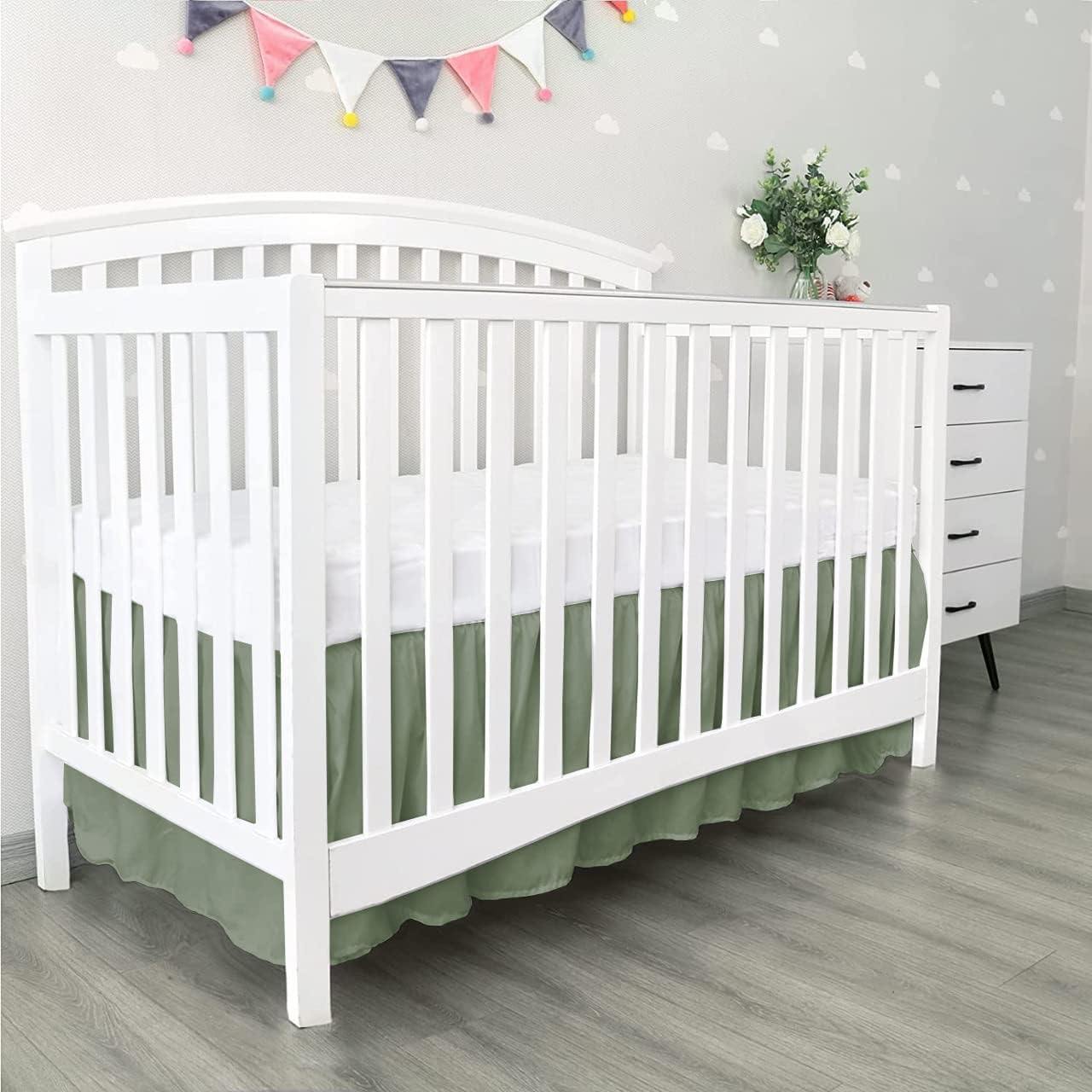 Linens Limited Box Pleated Crib Bed Skirt Sage Solid 28x52