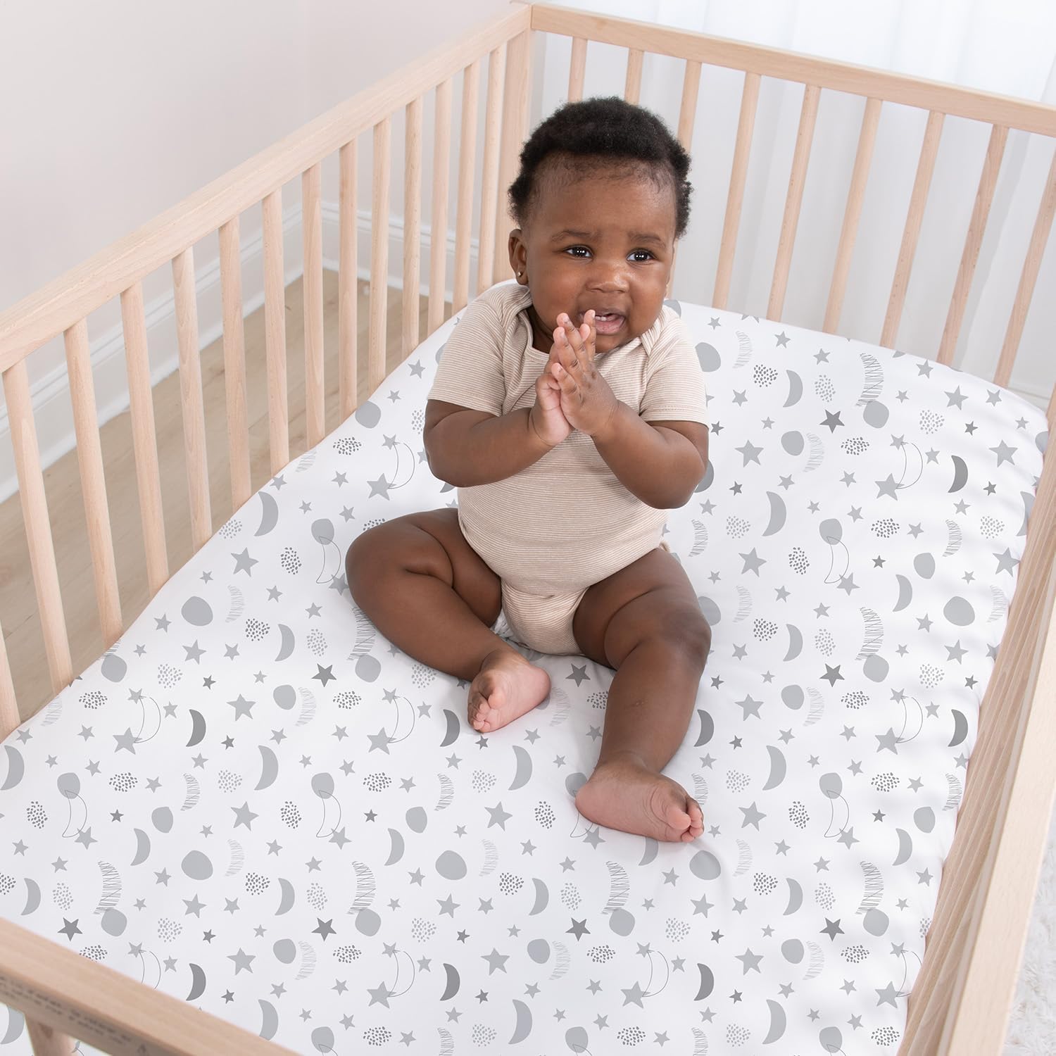 The Peanutshell 4-Pack Crib Sheets - Celestial Moon Stars Design