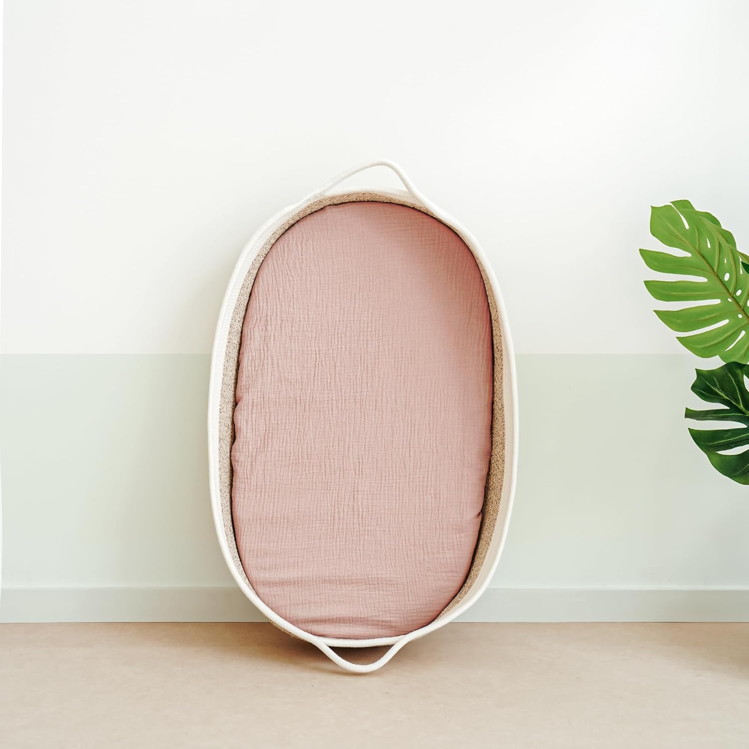 MairMore Muslin Bassinet Sheets 2-Pack Ivory Pink
