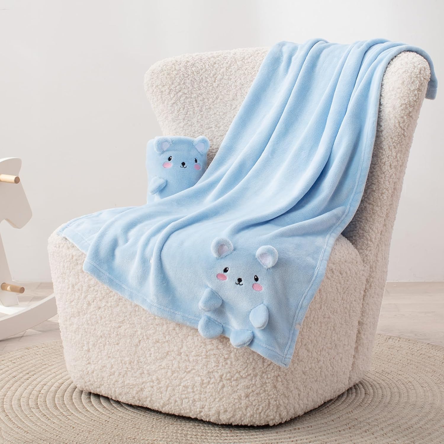 Babyhuggle Foldable Bear Plush Receiving Blanket
